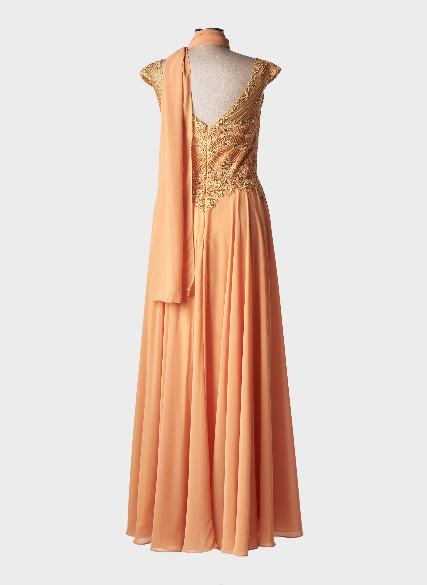 Ilga suknelė be rankų be rankų oranžinė FASHION NEW YORK moteris