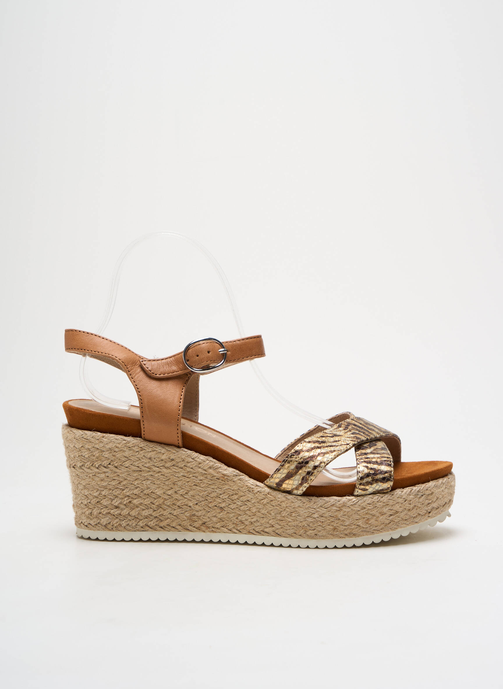 Espadrilės satino audinys kulnas nuo 7 iki 9 cm rudas EMILIE KARSTON moteris