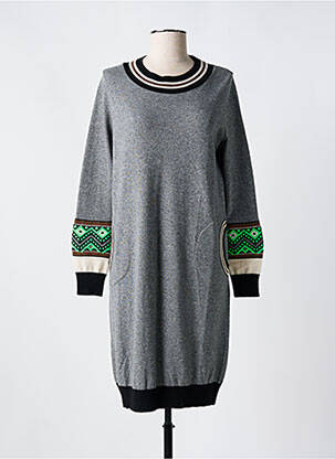 Megztinė suknelė apatinė dalis siaura ilgos rankovės pilka TRICOT CHIC moteris