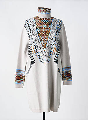 Megztinė suknelė apatinė dalis siaura ilgos rankovės pilka TRICOT CHIC moteris