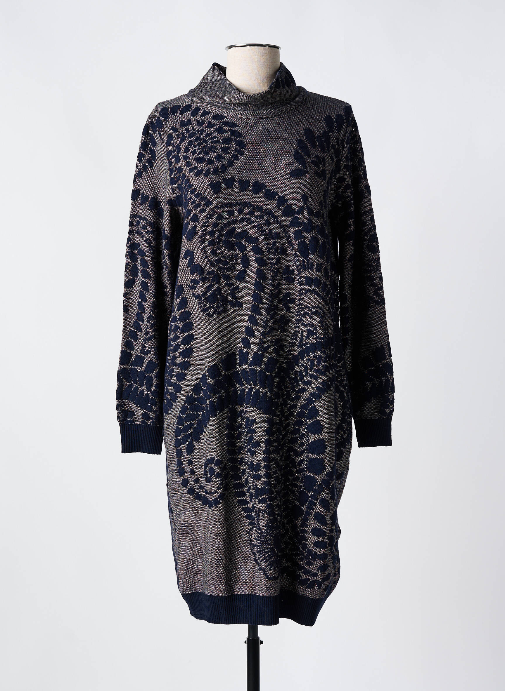 Megztinė suknelė tamprumas ilgos rankovės mėlyna TRICOT CHIC moteris