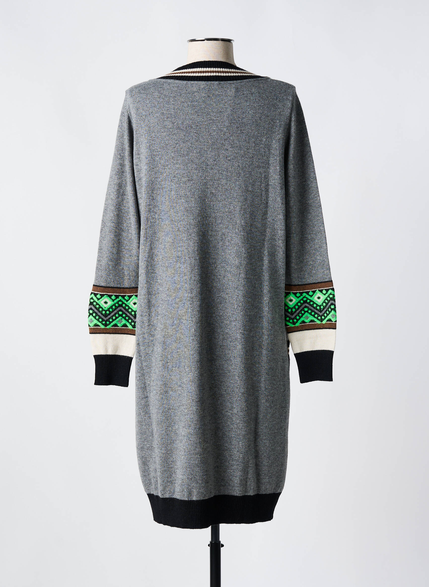 Megztinė suknelė apatinė dalis siaura ilgos rankovės pilka TRICOT CHIC moteris