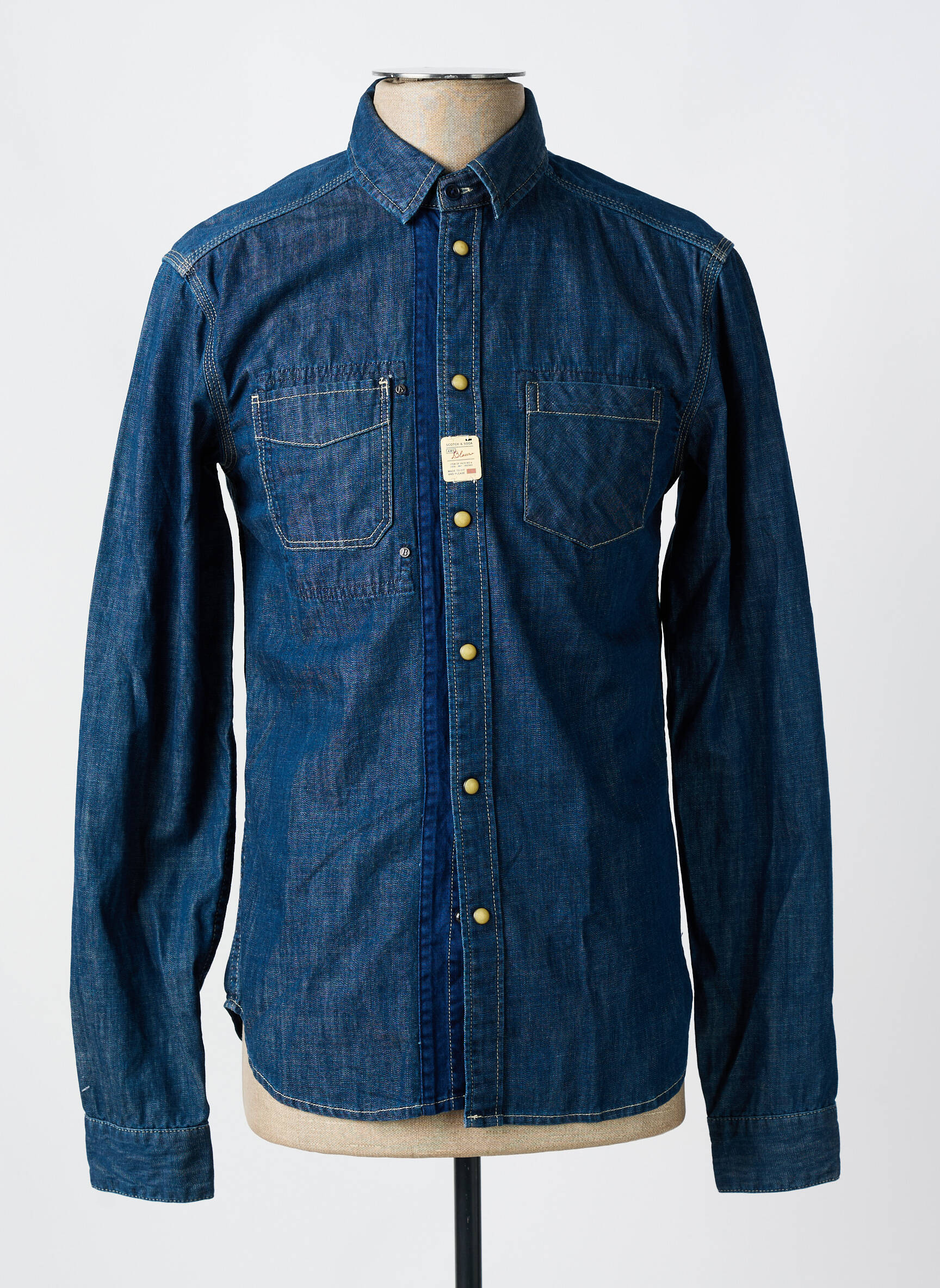 Ilgomis rankovėmis marškinys kišenės mėlyna SCOTCH & SODA vyras