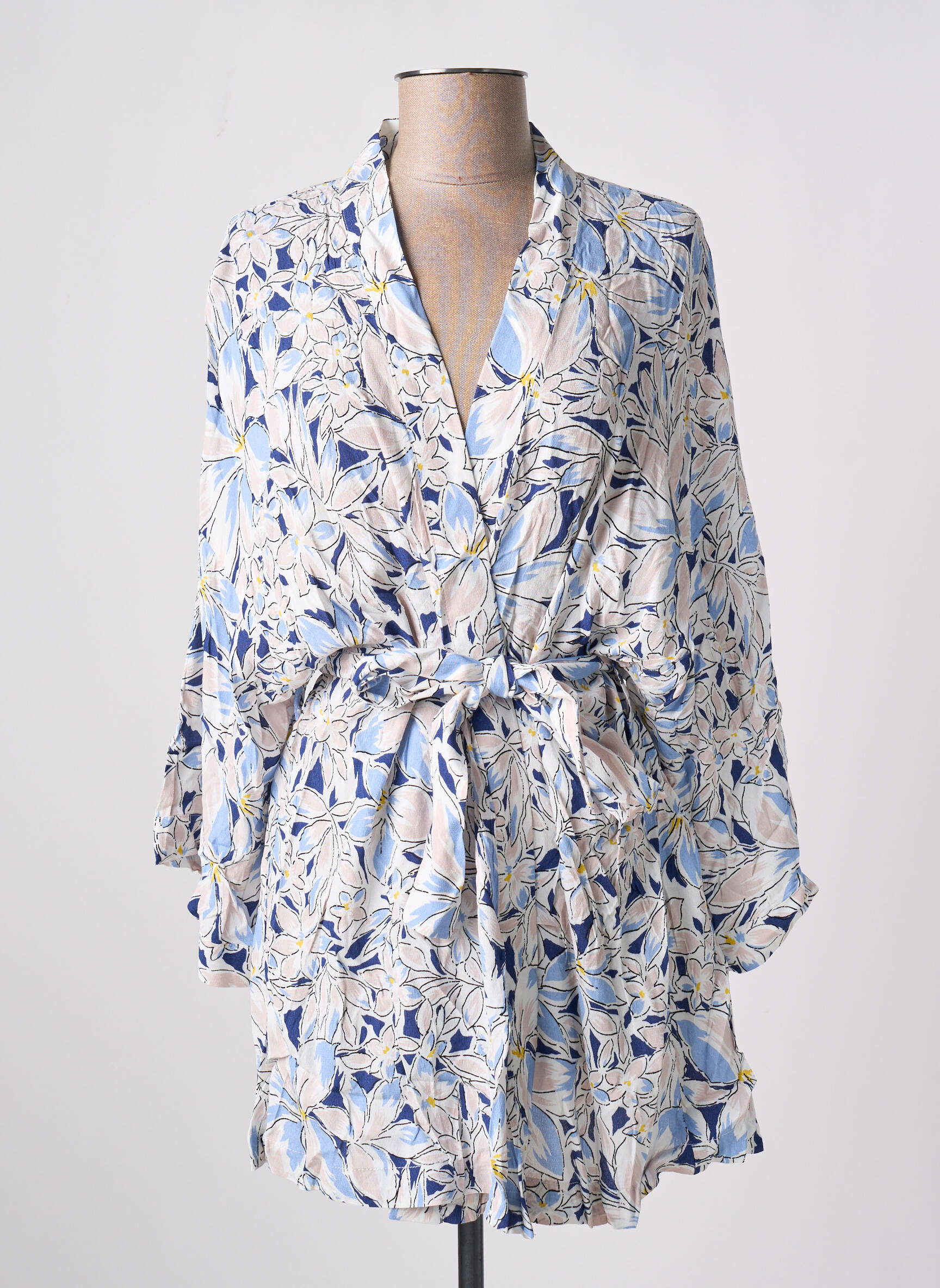 Kimono striukė kardigano apykaklė mėlyna CALIE moteris