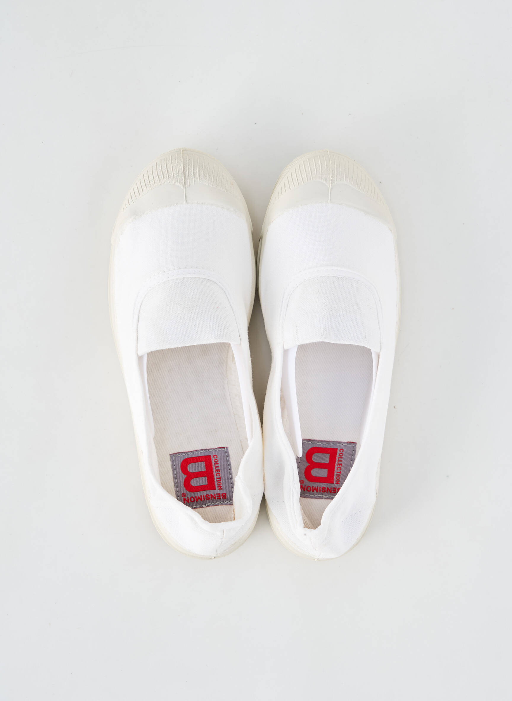 Slip-on batai apvalus mygtukas plokščias kulnas iki 3 cm baltas BENSIMON moteris
