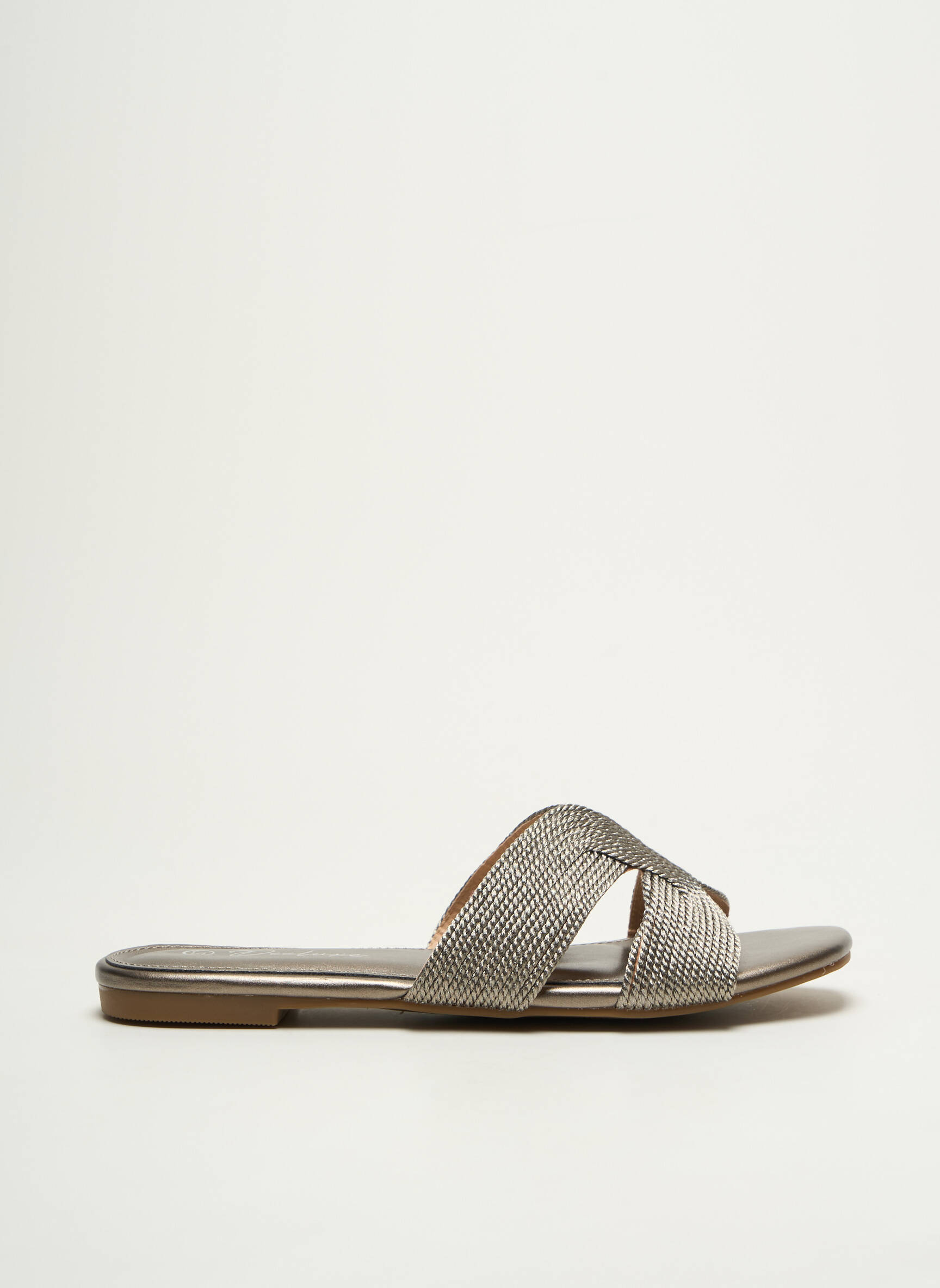Mule/sabotai satino audinys plokščias kulnas iki 3 cm sidabrinė DEELUXE moteris