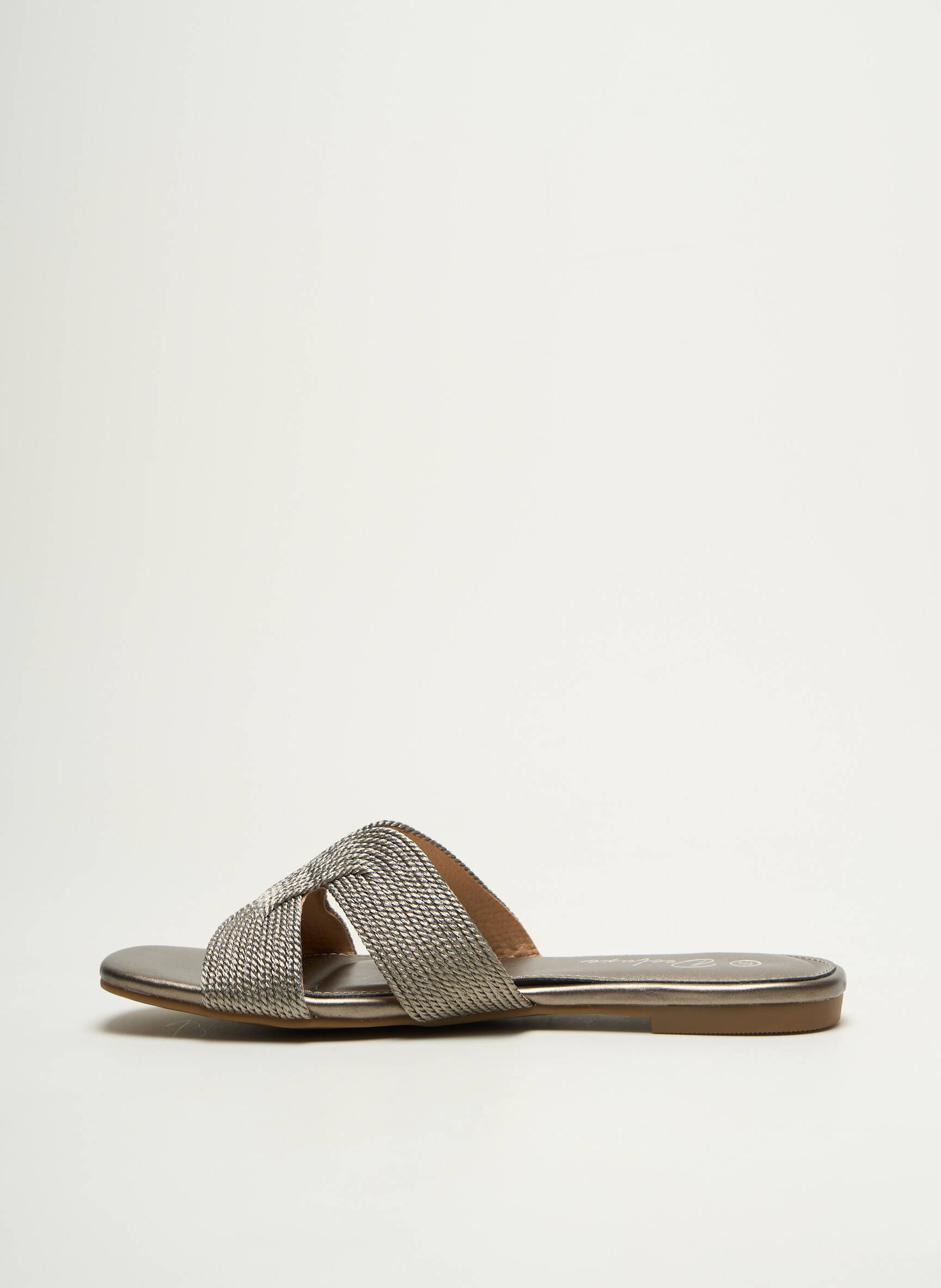 Mule/sabotai satino audinys plokščias kulnas iki 3 cm sidabrinė DEELUXE moteris