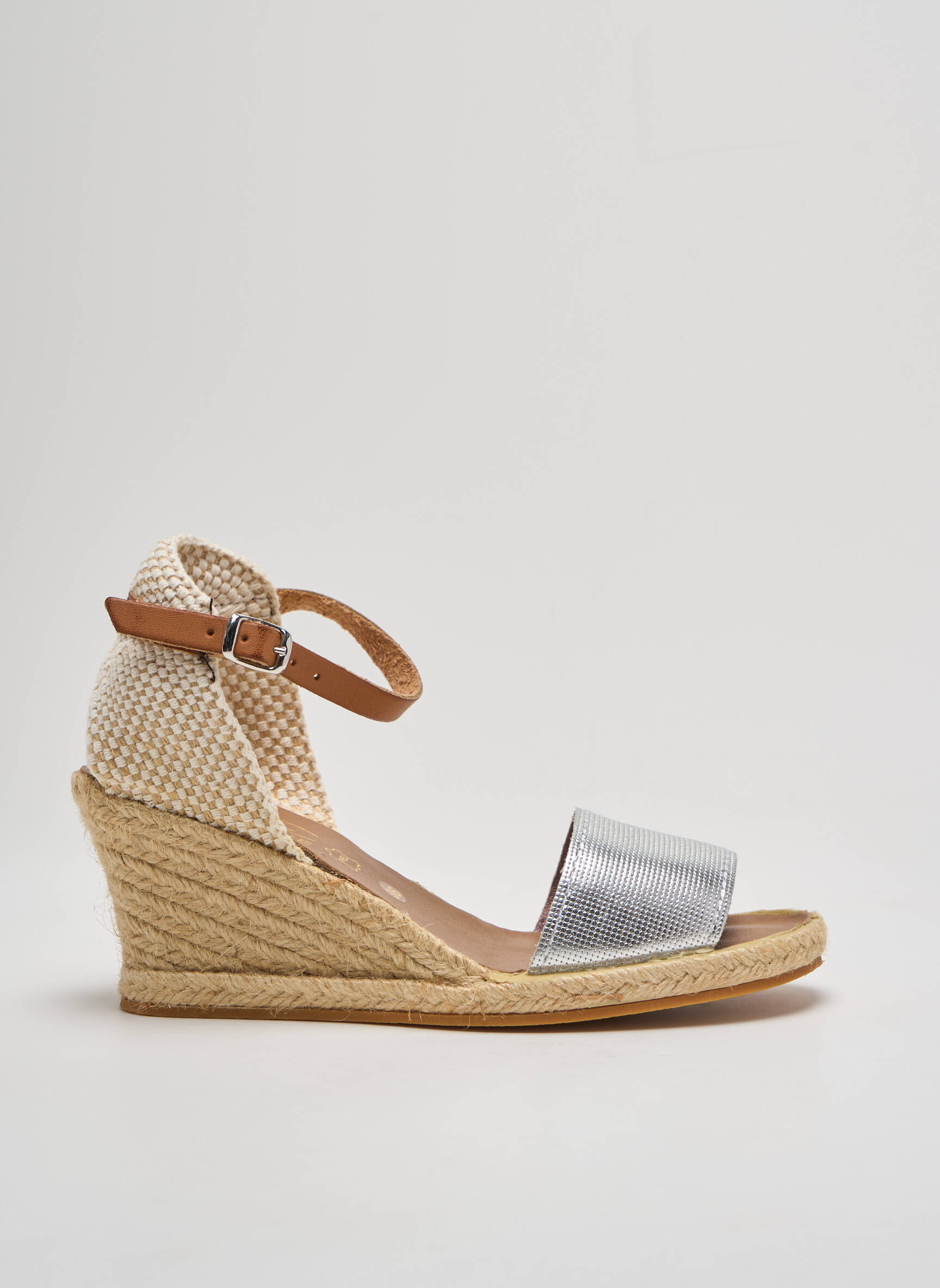 Espadrilės satino audinys kulnas nuo 4 iki 6 cm sidabrinė LA VAGUE moteris