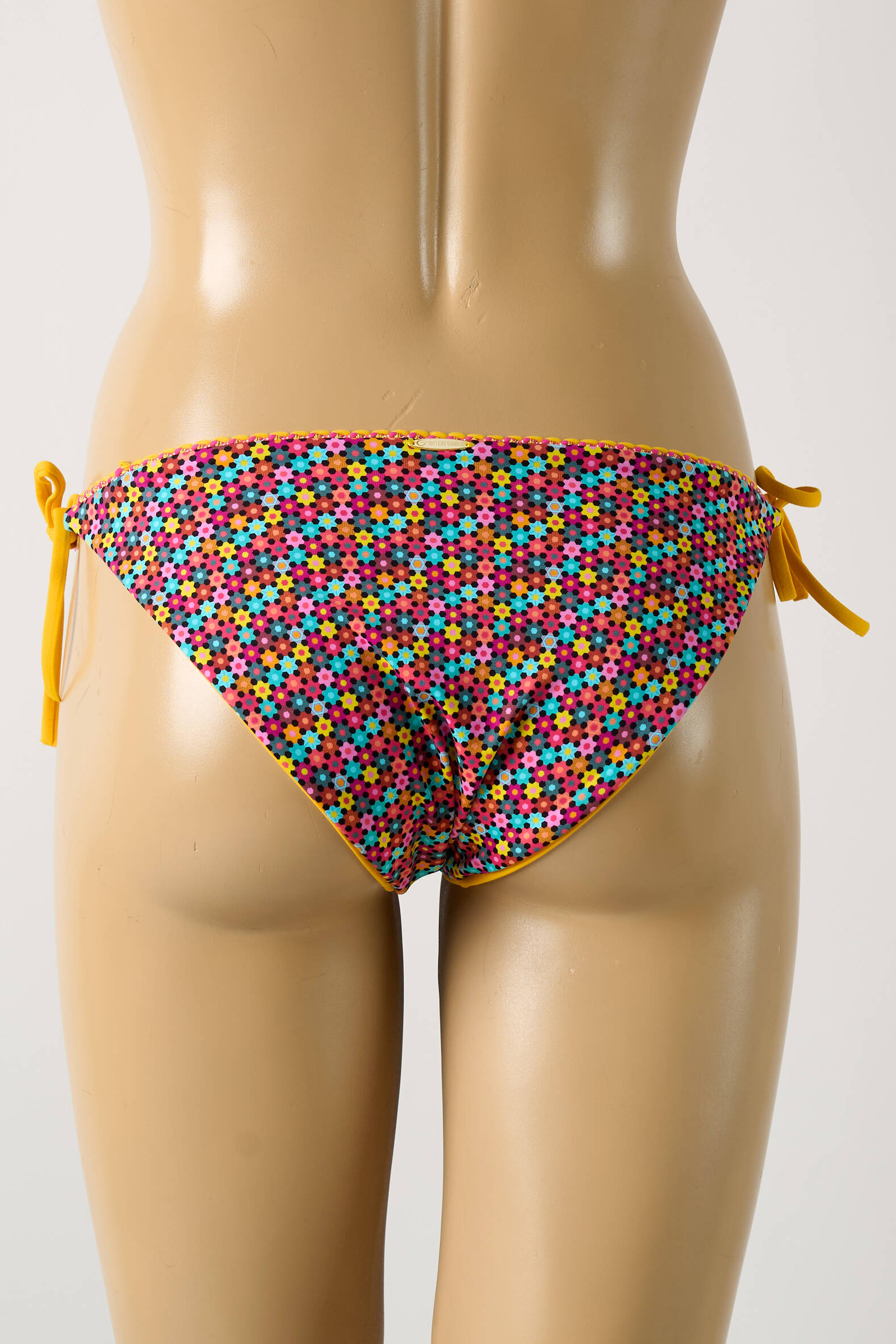 Maudymosi kelnaitės gėlių raštas bikini geltona GRAIN DE SABLE moteris