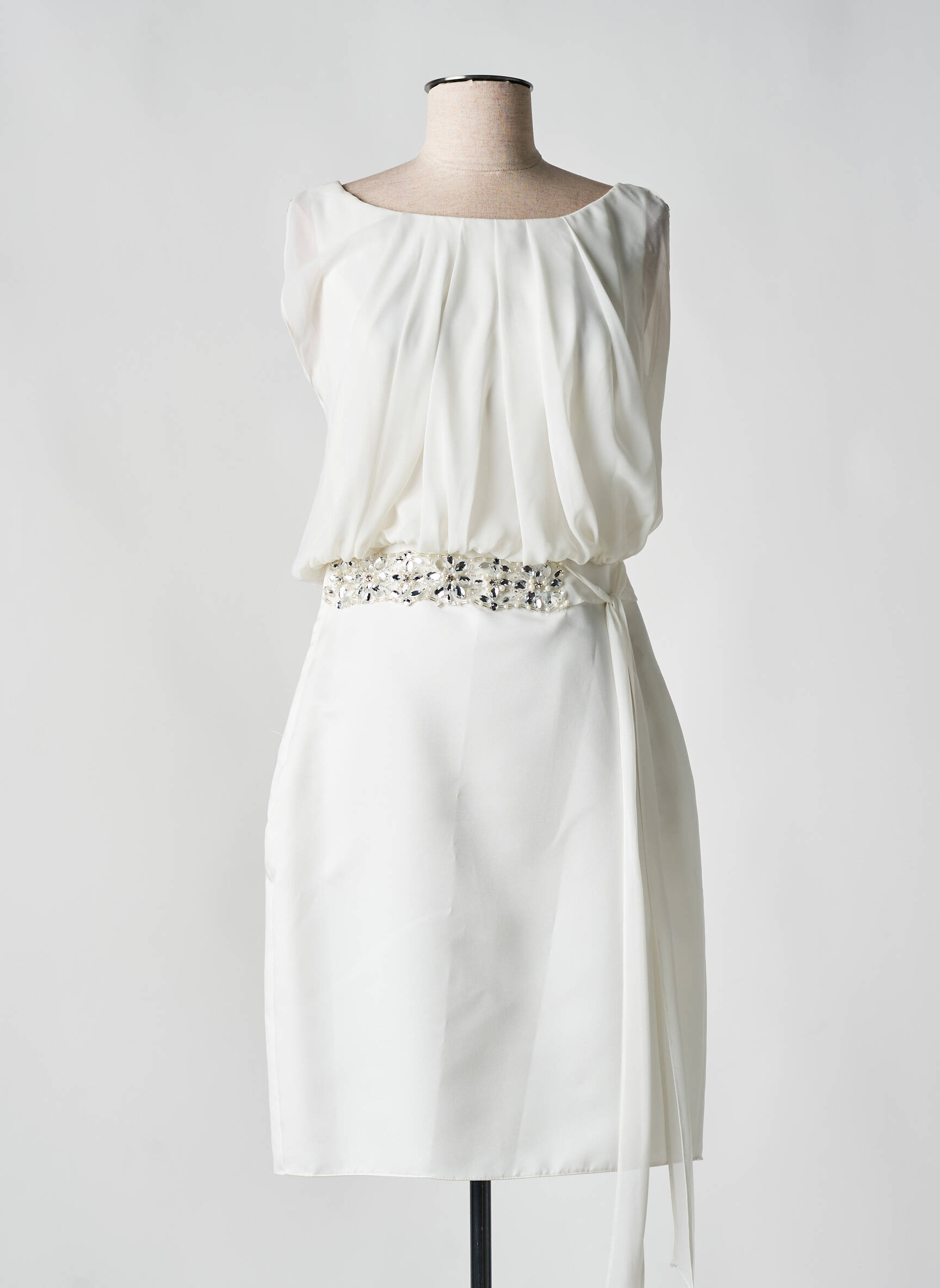 Pusilgių suknelė be rankų be rankų baltas FASHION NEW YORK moteris