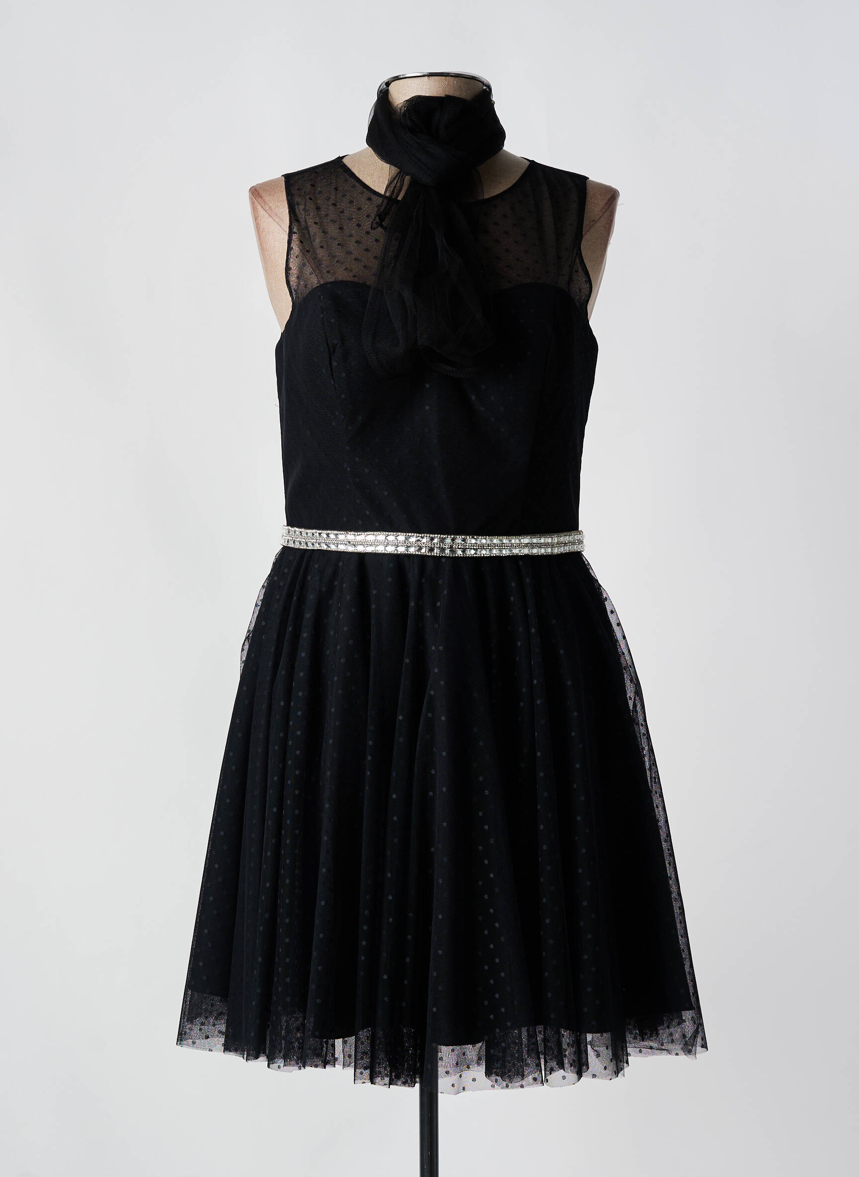 Pusilgių suknelė be rankų be rankų juodas FASHION NEW YORK moteris