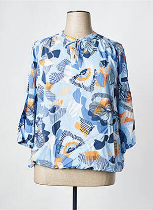 Bluzonai popelinos audinys, kuris pasižymi lygiu ir tankiu paviršiumi. 3/4 rankovės mėlyna RABE moteris