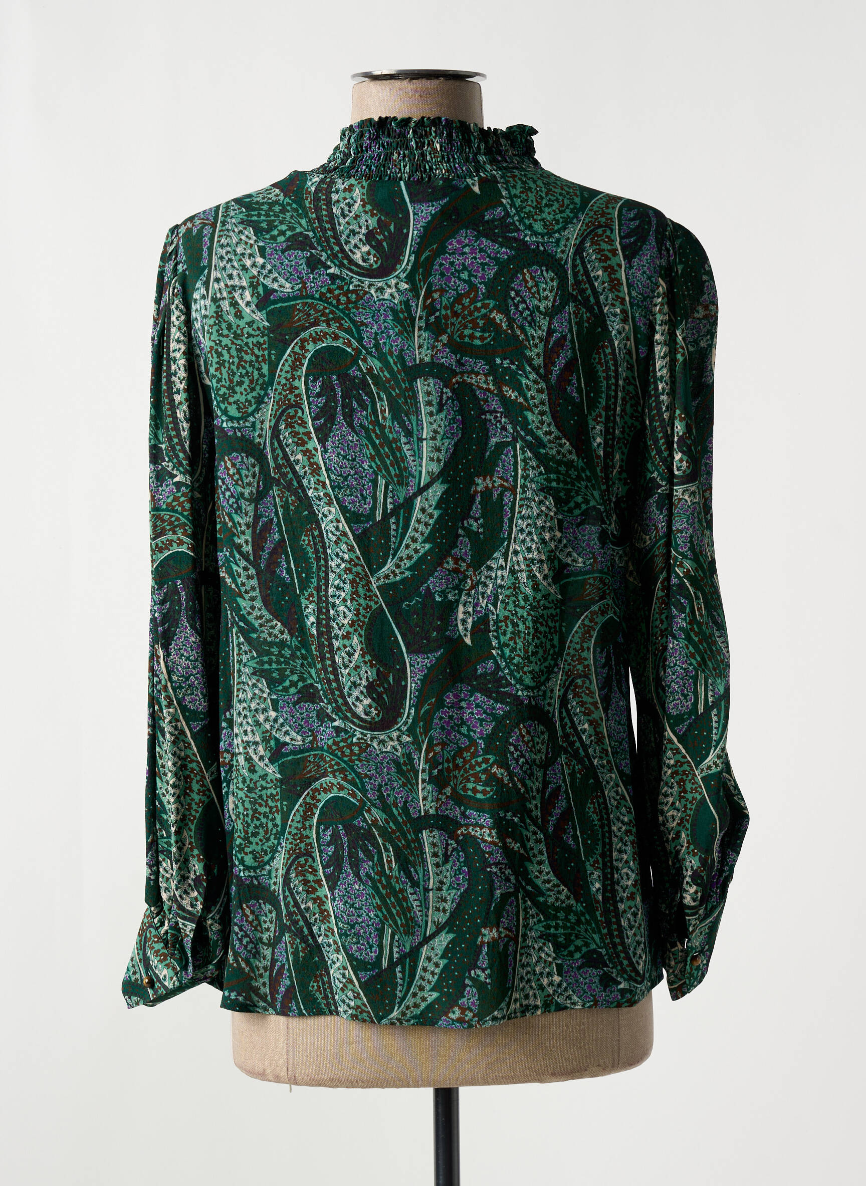 Moteriškas marškinys krepos audinys ilgos rankovės žalias GERARD DAREL moteris
