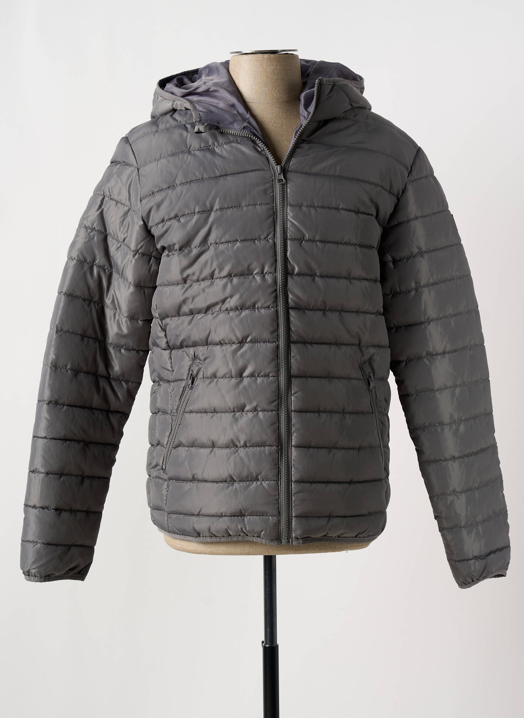Pūkinė striukė ilgos rankovės su gobtuvu pilka JACK & JONES vyras