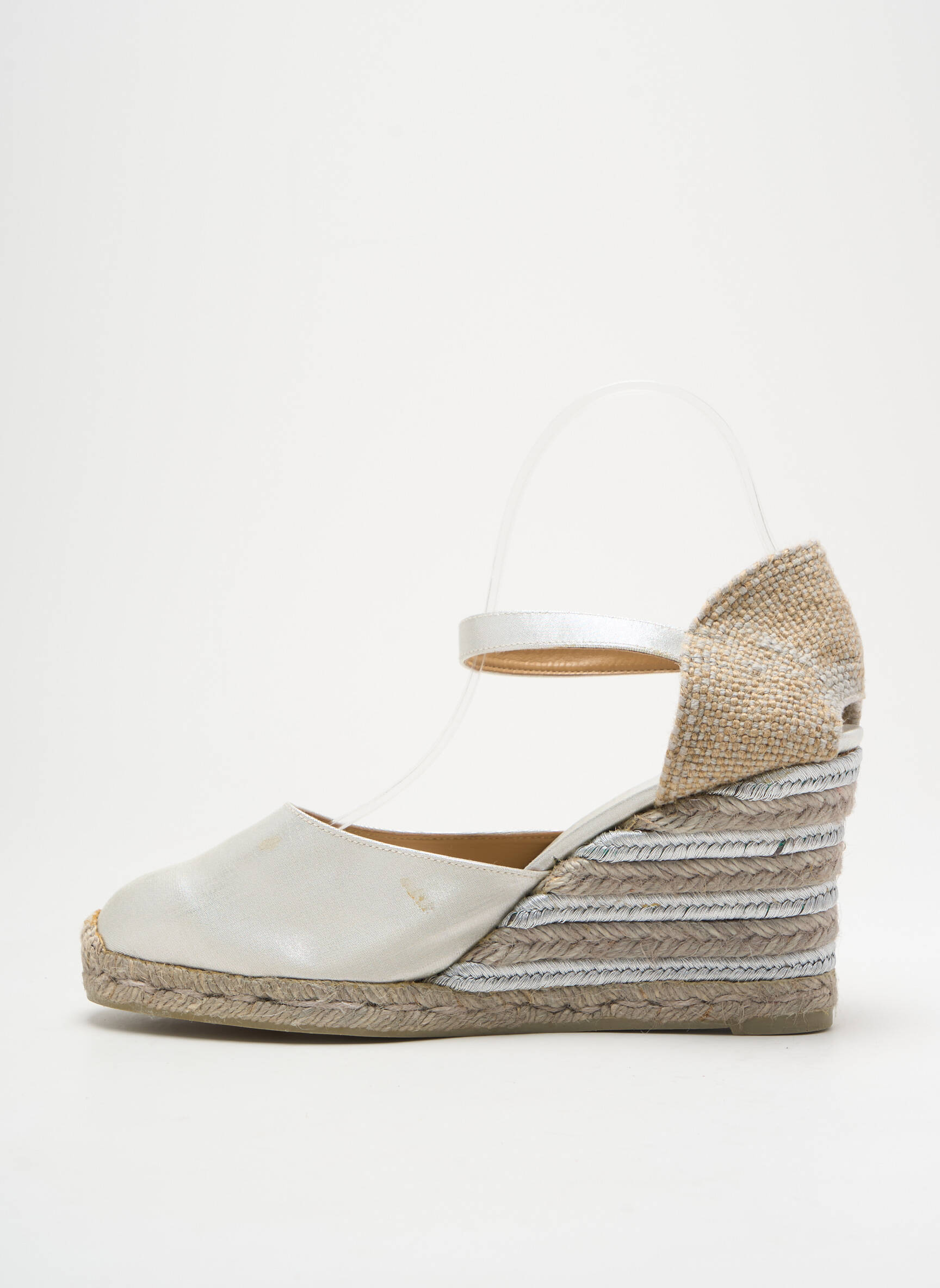 Espadrilės satino audinys kulnas nuo 7 iki 9 cm sidabrinė CASTANER moteris