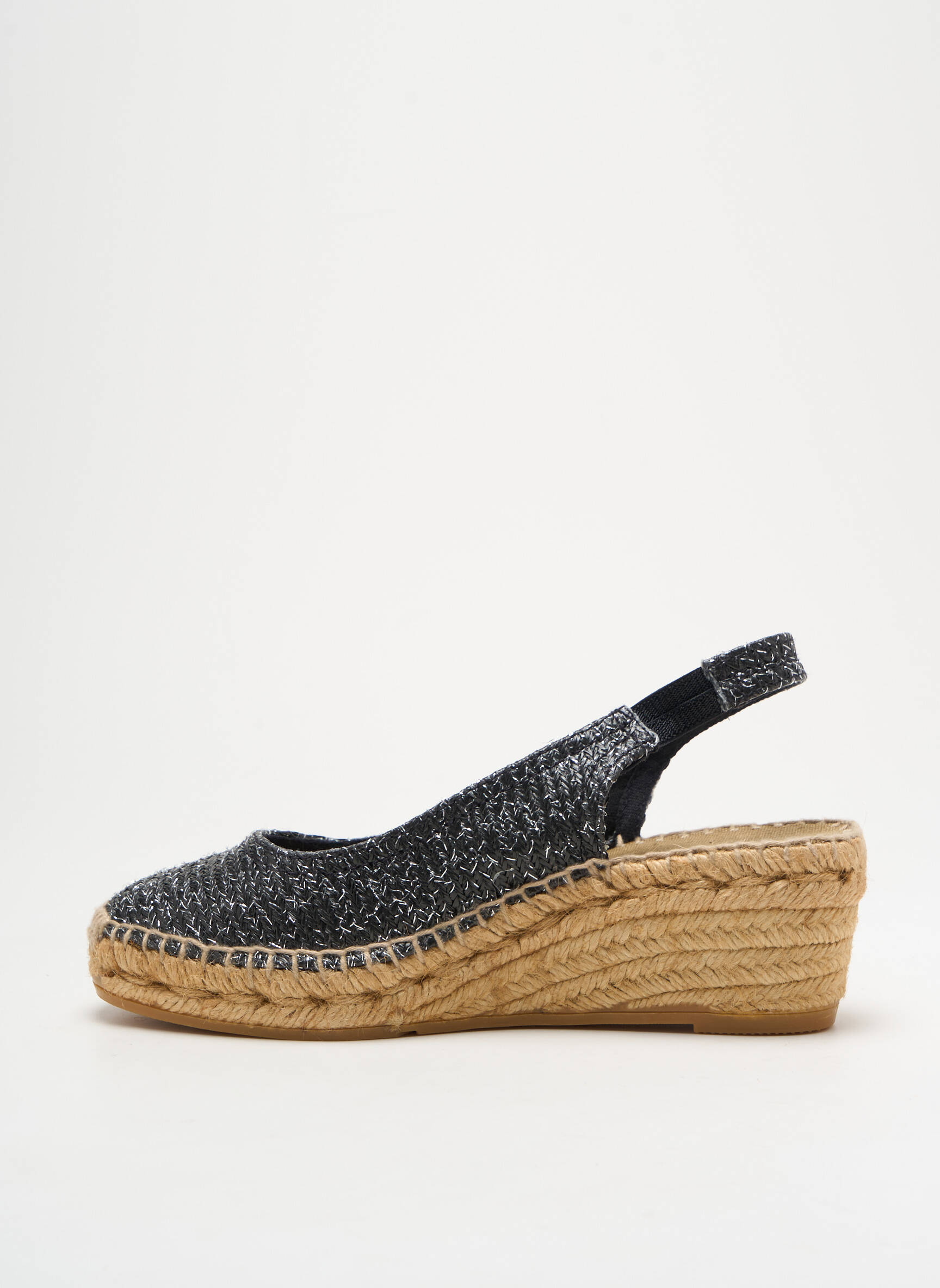 Espadrilės satino audinys kulnas nuo 4 iki 6 cm juodas MONTANE moteris