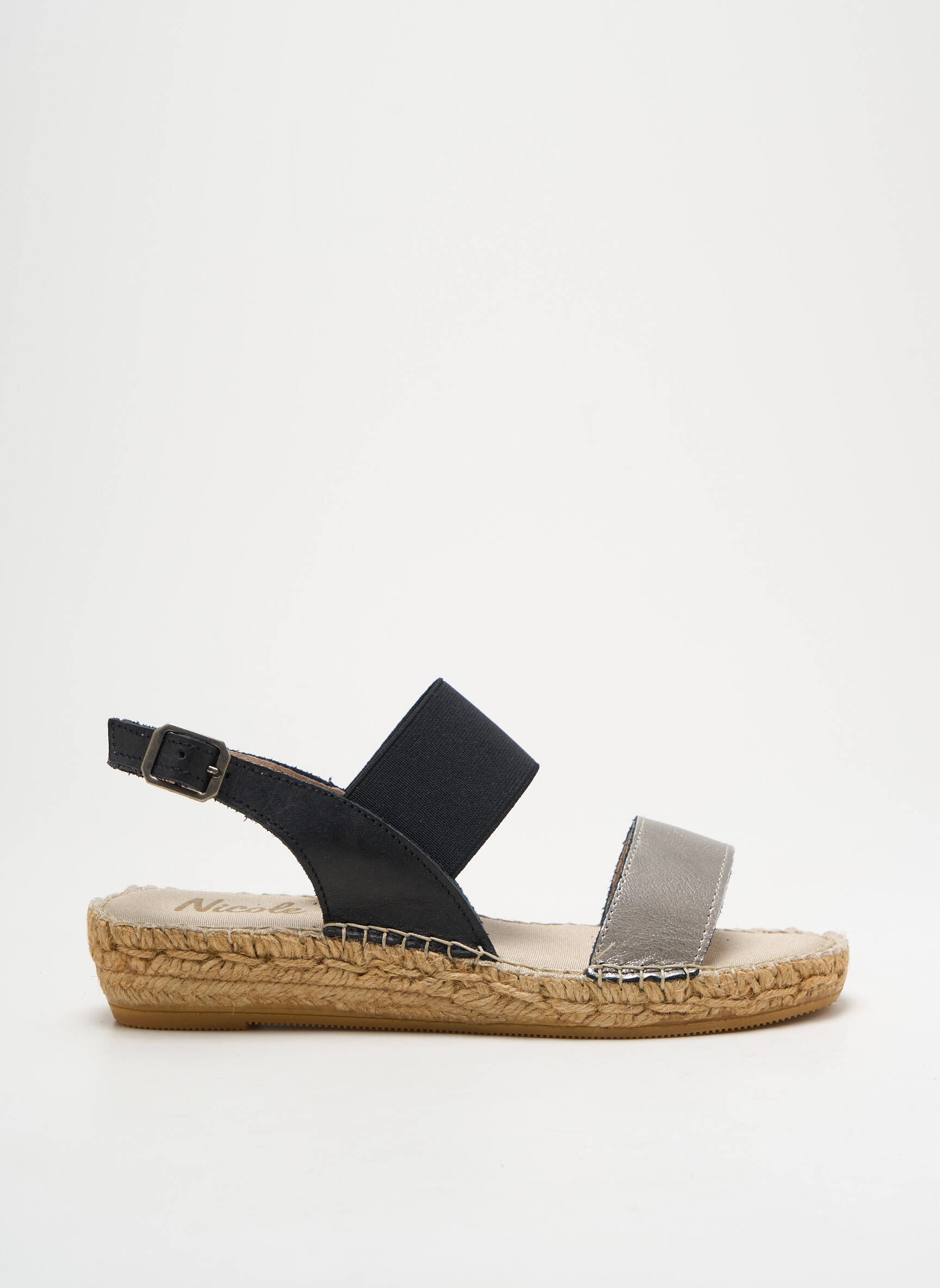 Espadrilės satino audinys plokščias kulnas iki 3 cm sidabrinė NICOLE moteris