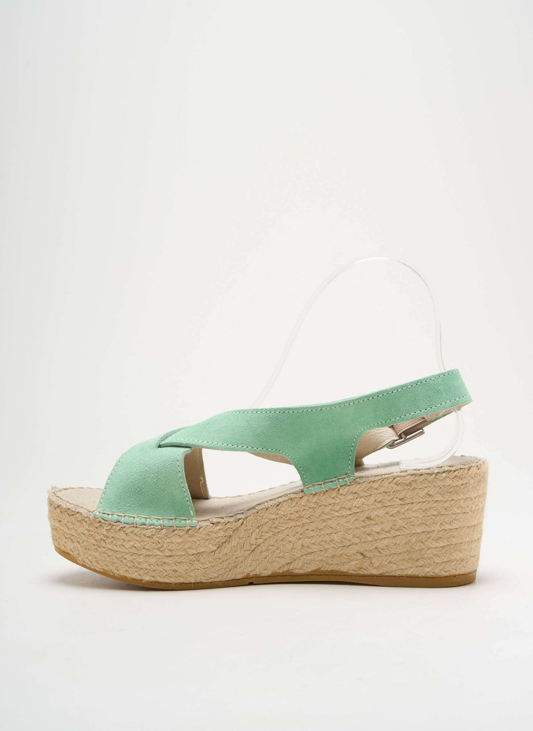 Espadrilės nubuko audinys kulnas nuo 4 iki 6 cm žalias NICOLE moteris