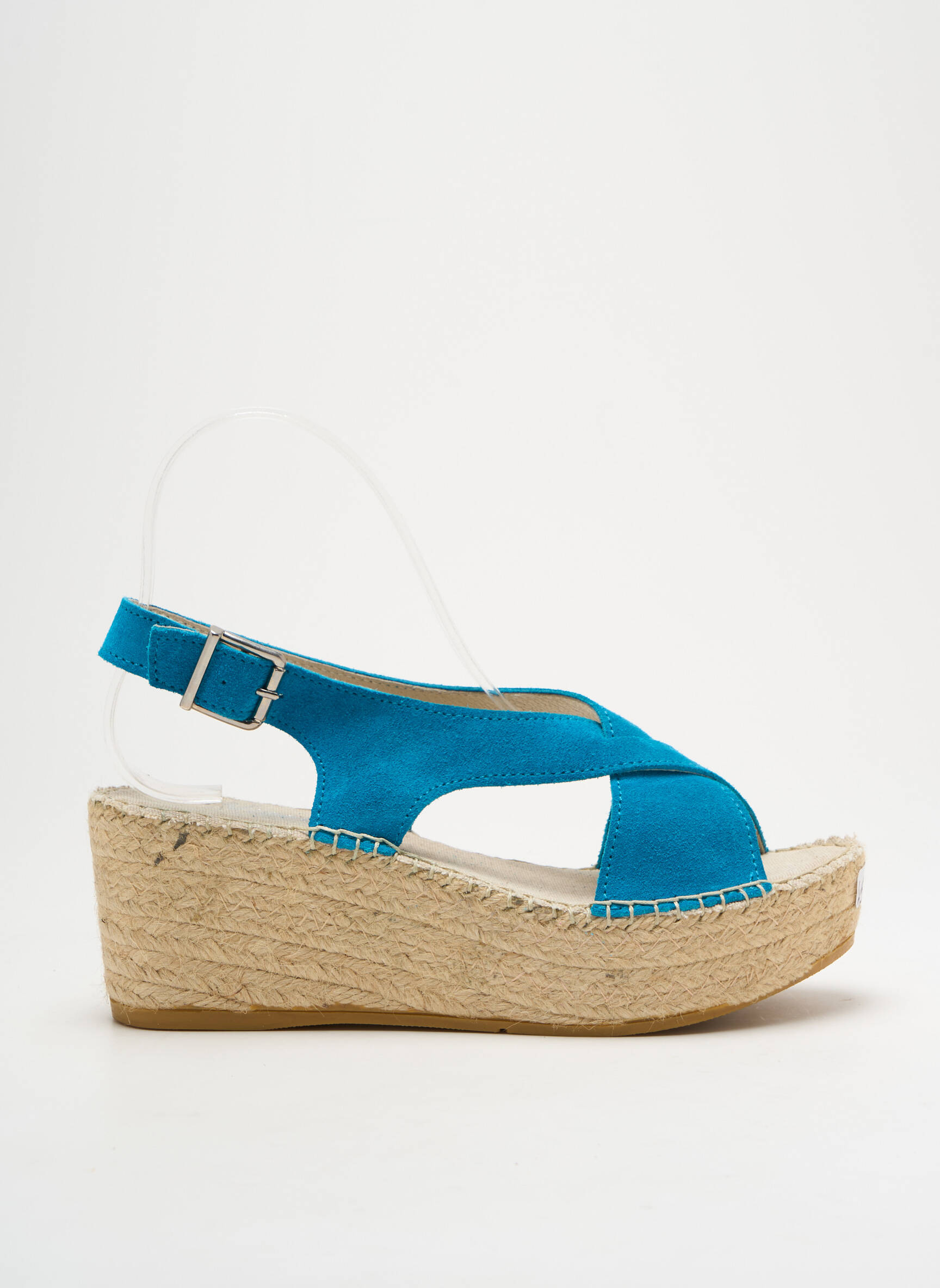 Espadrilės nubuko audinys kulnas nuo 4 iki 6 cm mėlyna NICOLE moteris