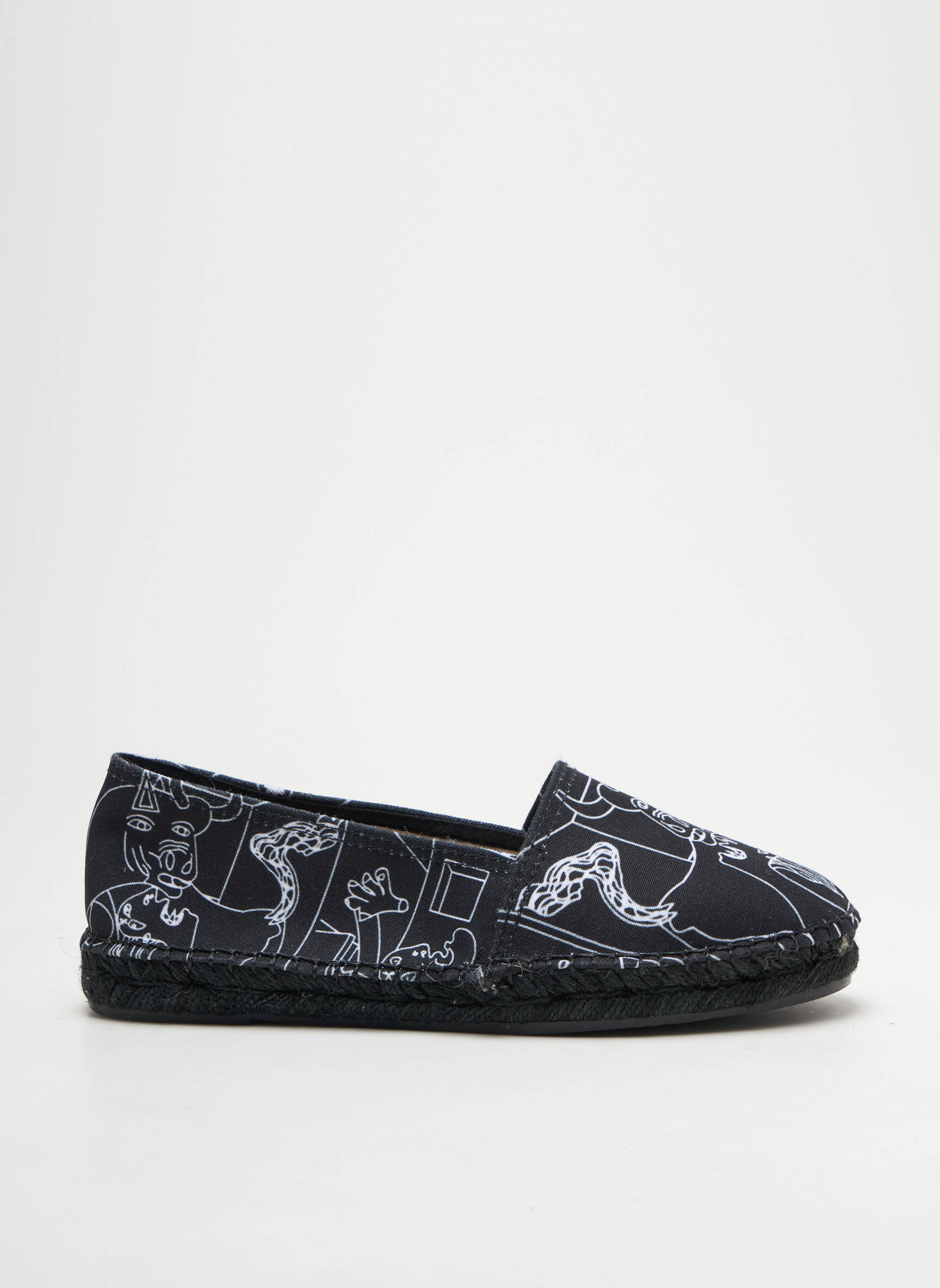 Espadrilės apvalus mygtukas plokščias kulnas iki 3 cm juodas NICOLE moteris