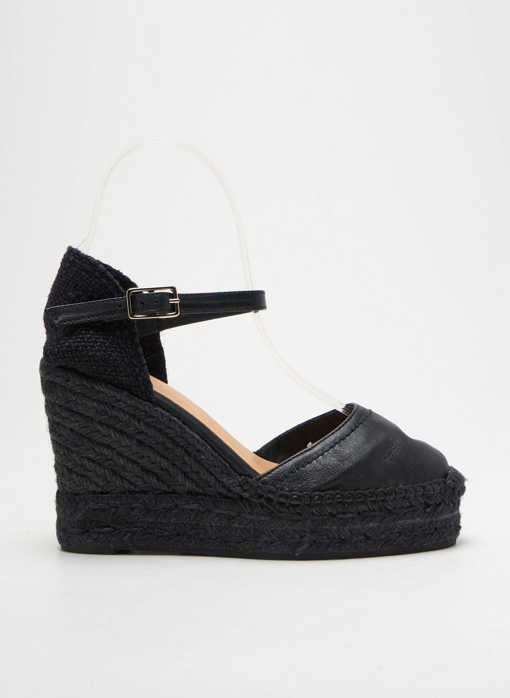 Espadrilės satino audinys kulnas nuo 7 iki 9 cm juodas CASTANER moteris
