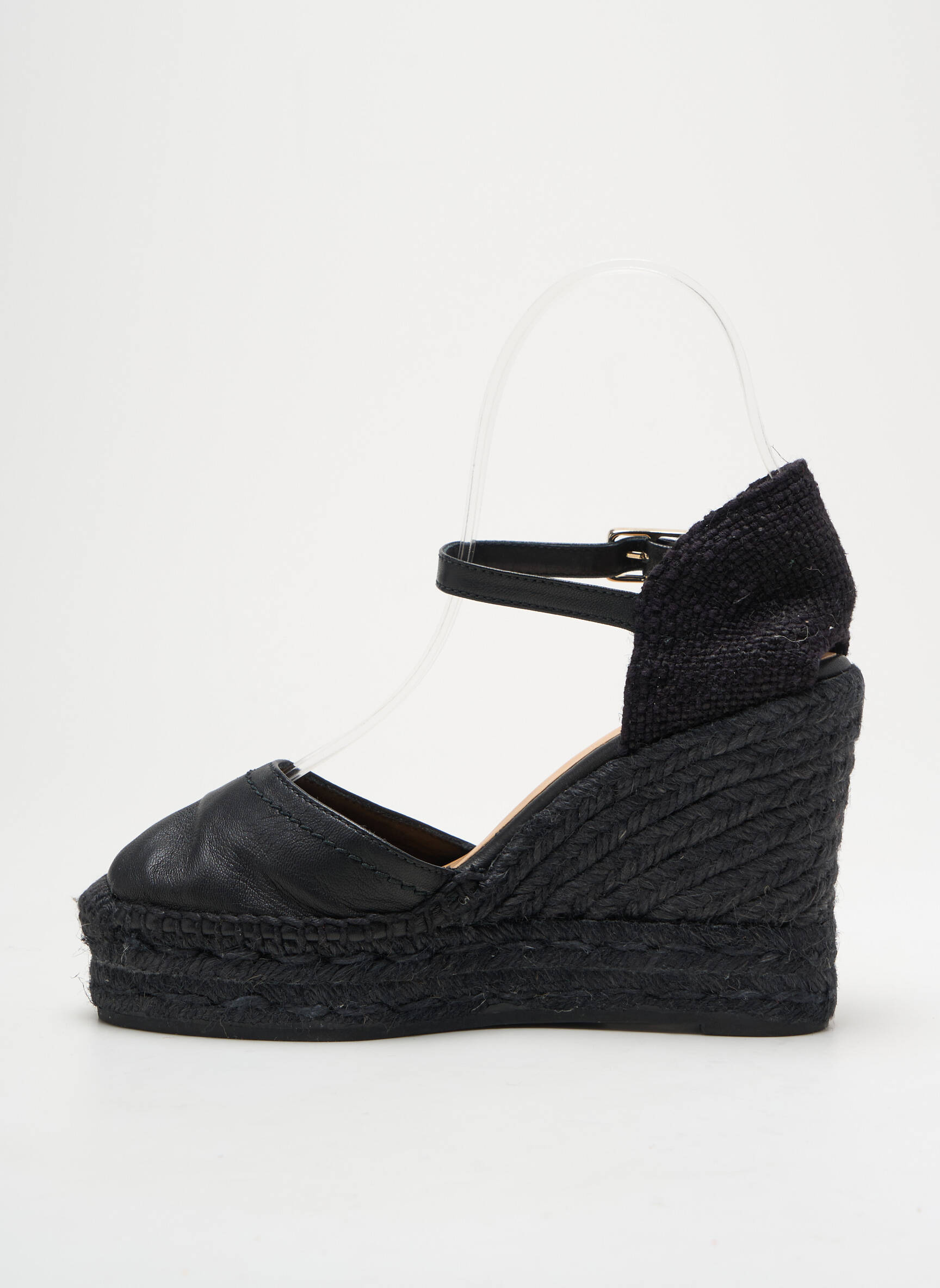 Espadrilės satino audinys kulnas nuo 7 iki 9 cm juodas CASTANER moteris