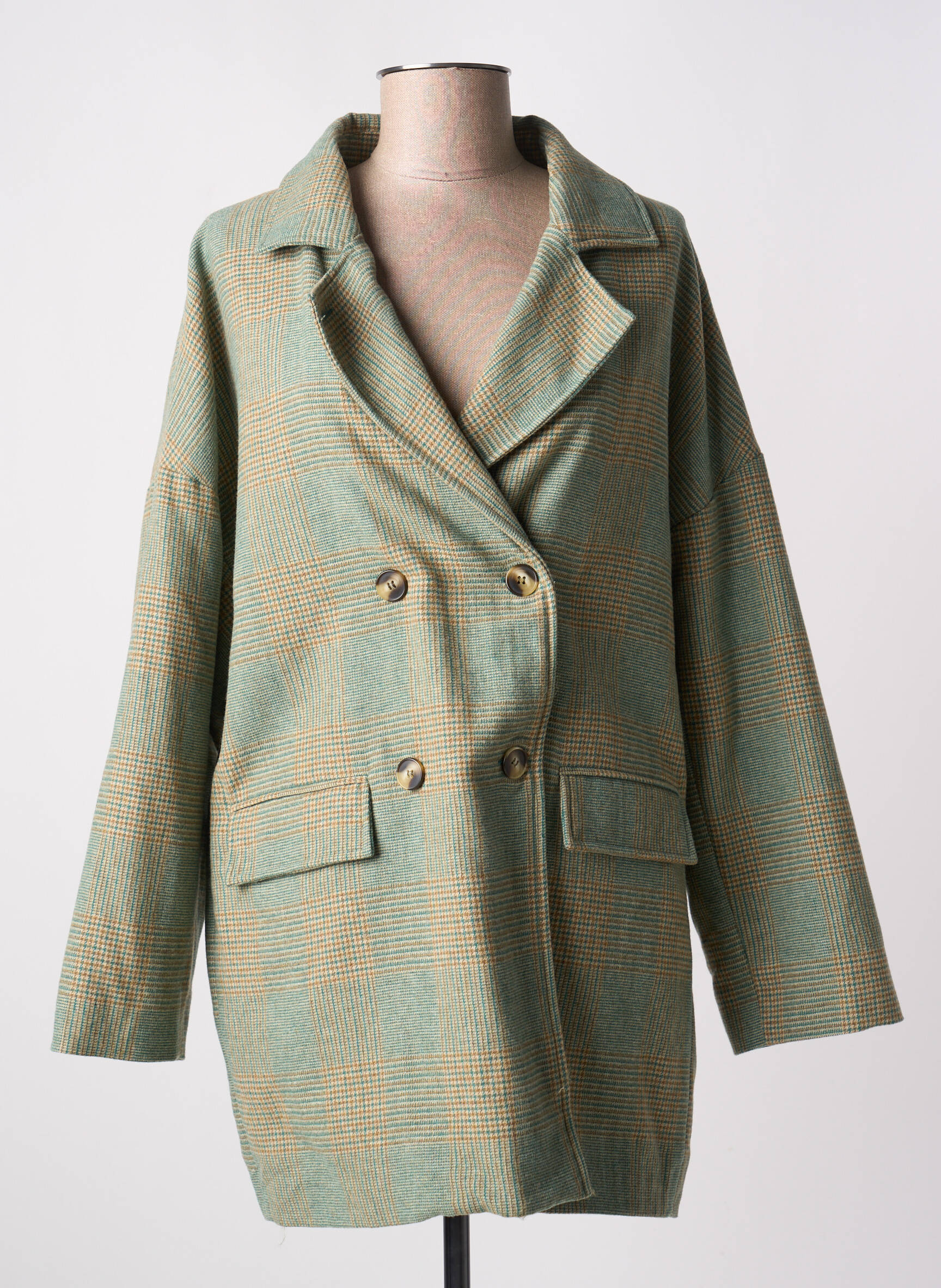 Ilgas paltas centrinė iškirptė be gobtuvų žalias BELLE PIÈCE moteris