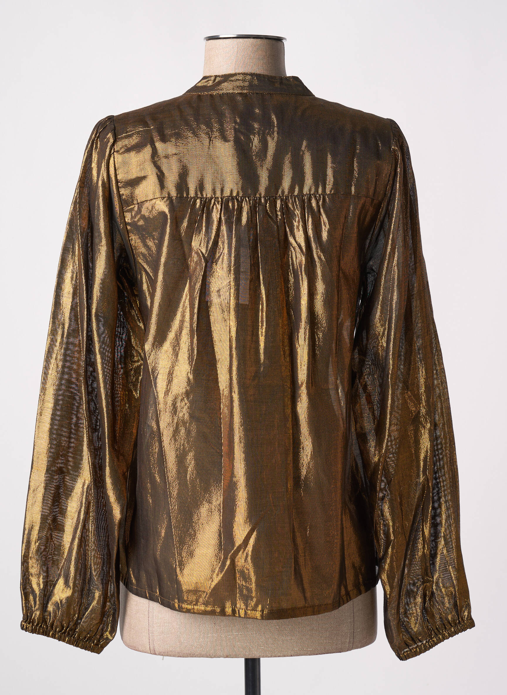 Moteriškas marškinys centrinė iškirptė ilgos rankovės auksas LEON & HARPER moteris