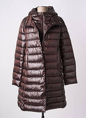 Pūkinė striukė kišenės su gobtuvu rudas EMME M moteris