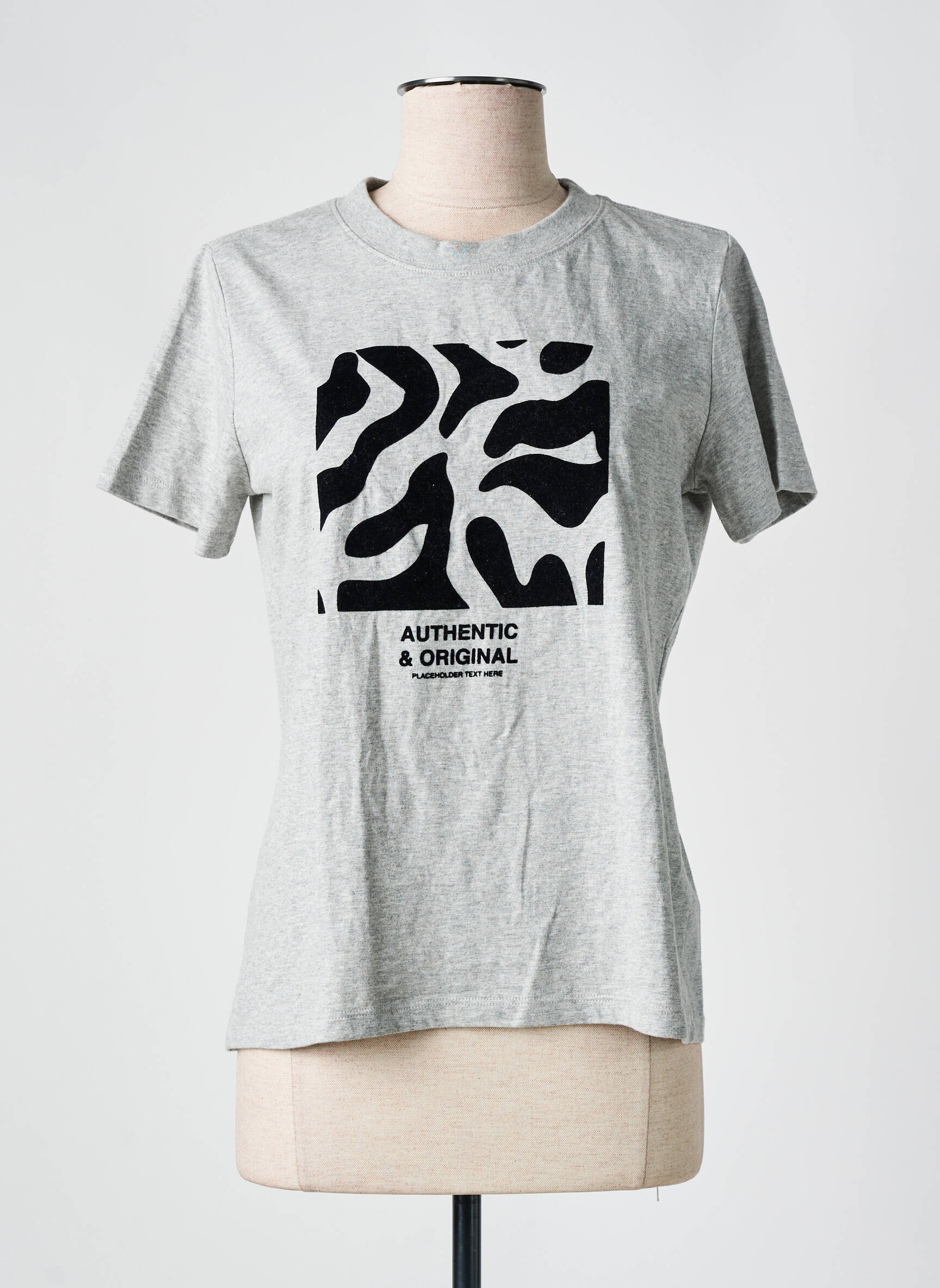 T-marškinys floqué serigrafija trumpas rankovės pilka MINIMUM moteris