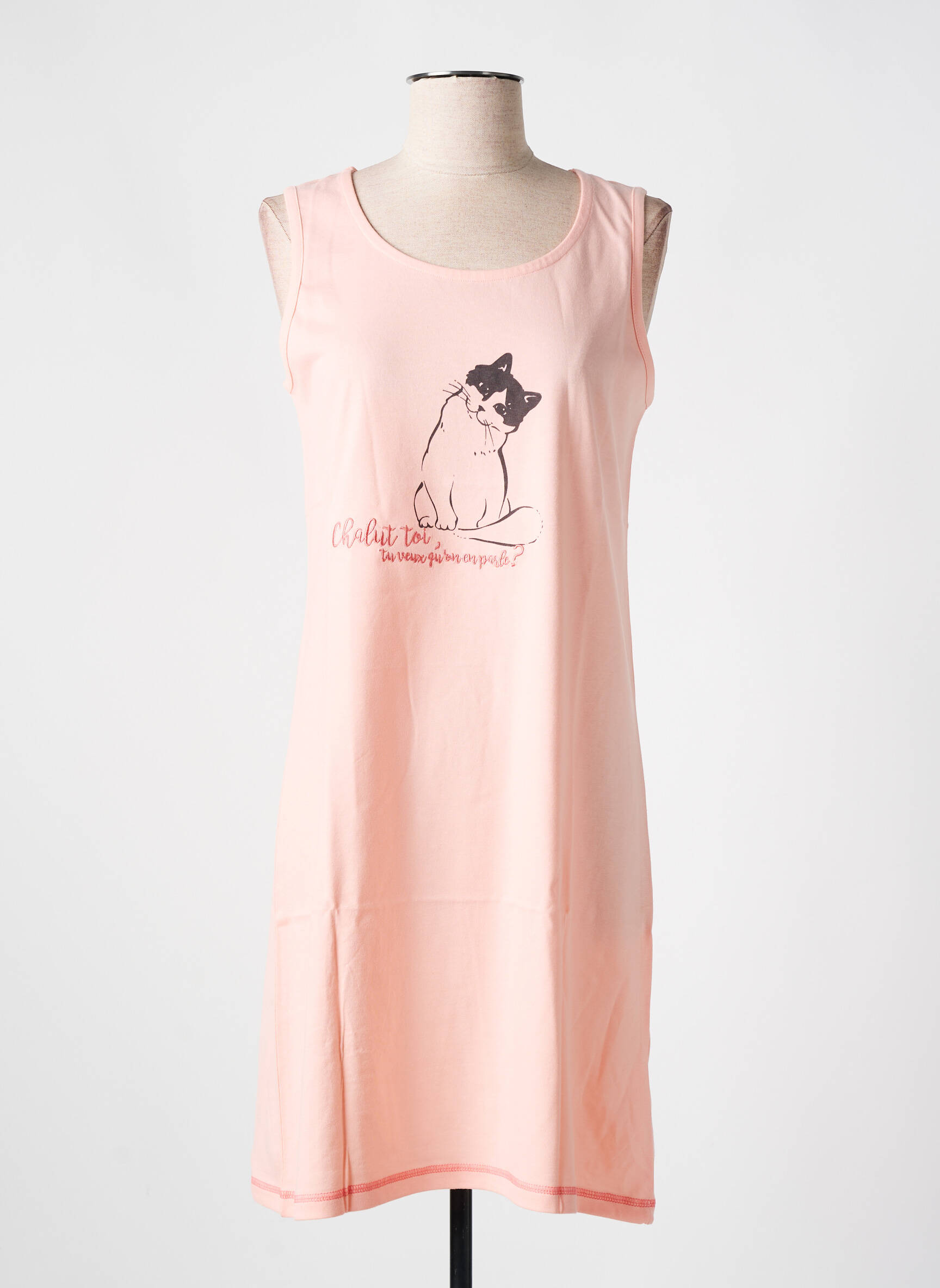 Naktinis marškinys floqué serigrafija rožinė ROSE POMME moteris