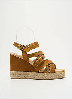 Espadrilės satino audinys kulnas nuo 7 iki 9 cm rudas MKD moteris