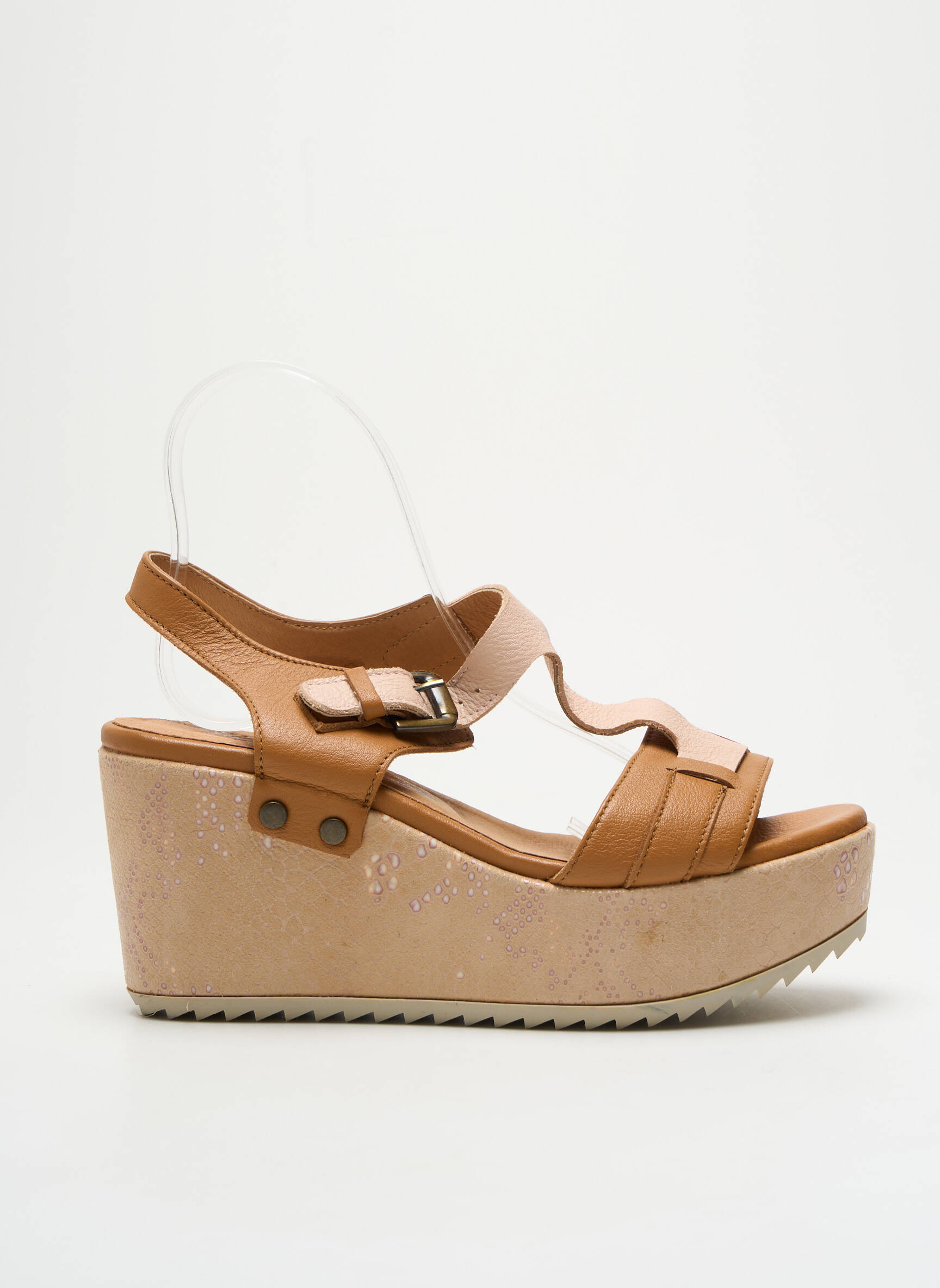 Sandalai/nu pėdos satino audinys kulnas nuo 7 iki 9 cm rudas MINKA DESIGN moteris