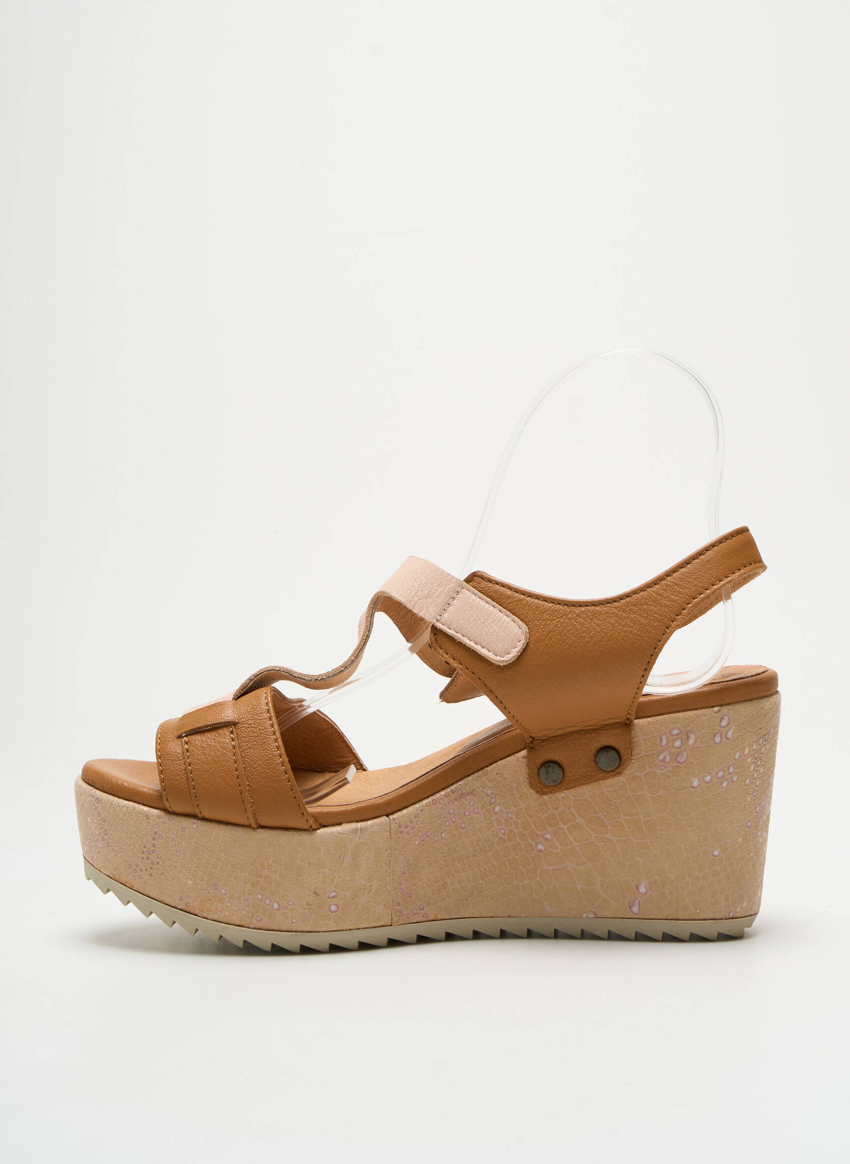 Sandalai/nu pėdos satino audinys kulnas nuo 7 iki 9 cm rudas MINKA DESIGN moteris