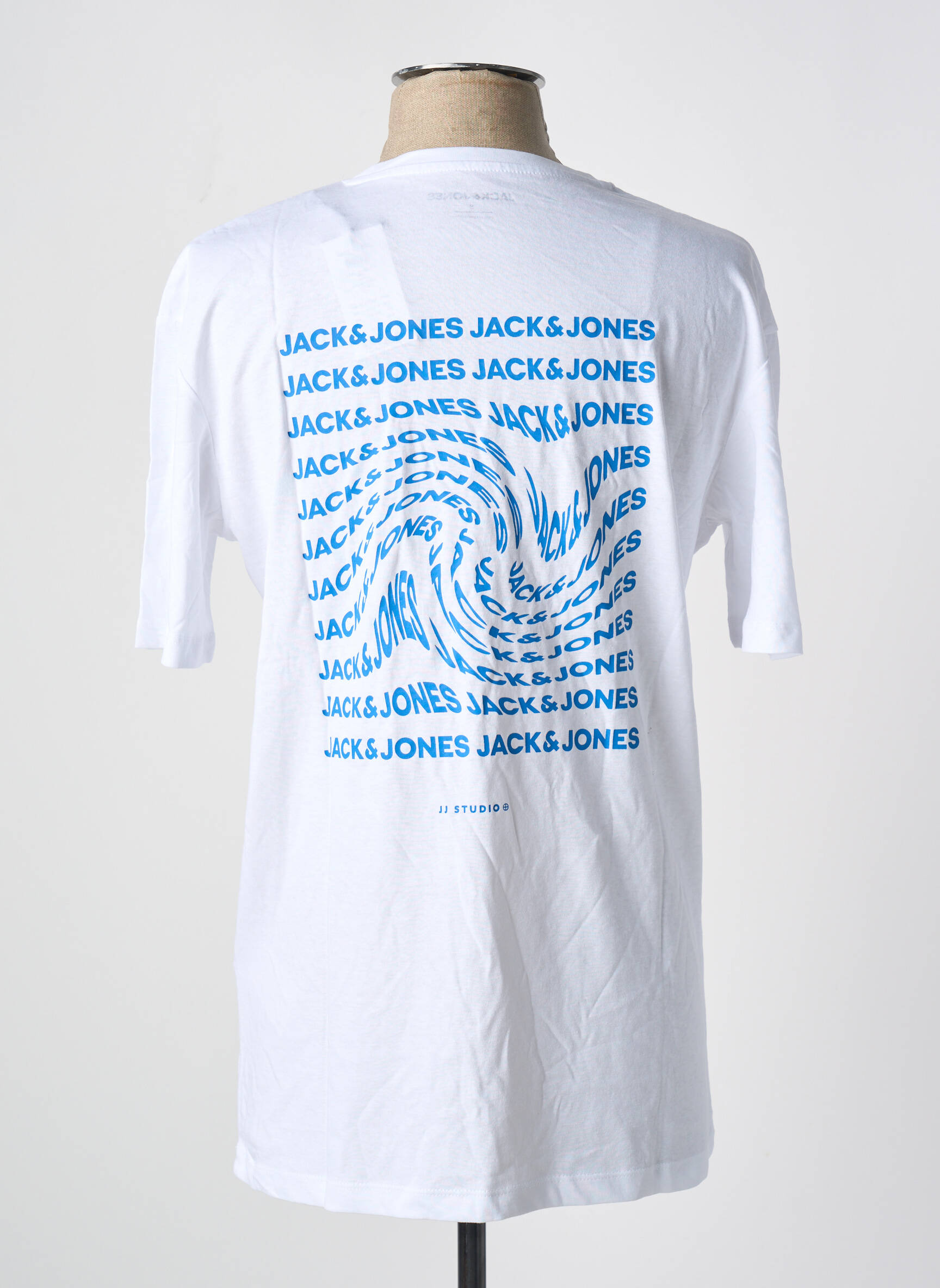 T-marškinys centrinė iškirptė trumpas rankovės baltas JACK & JONES vyras