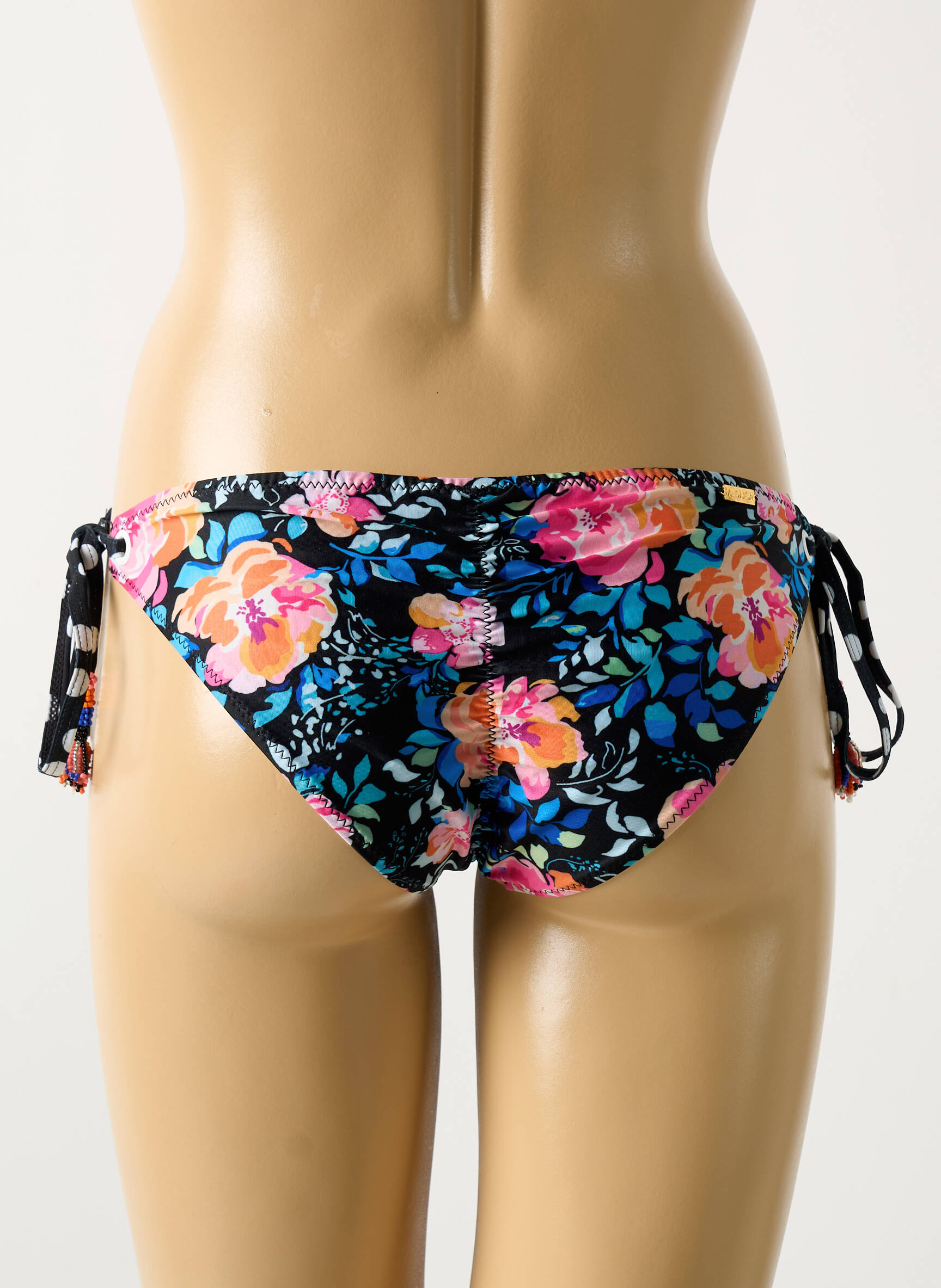 Maudymosi kelnaitės gėlių raštas bikini juodas MILONGA moteris