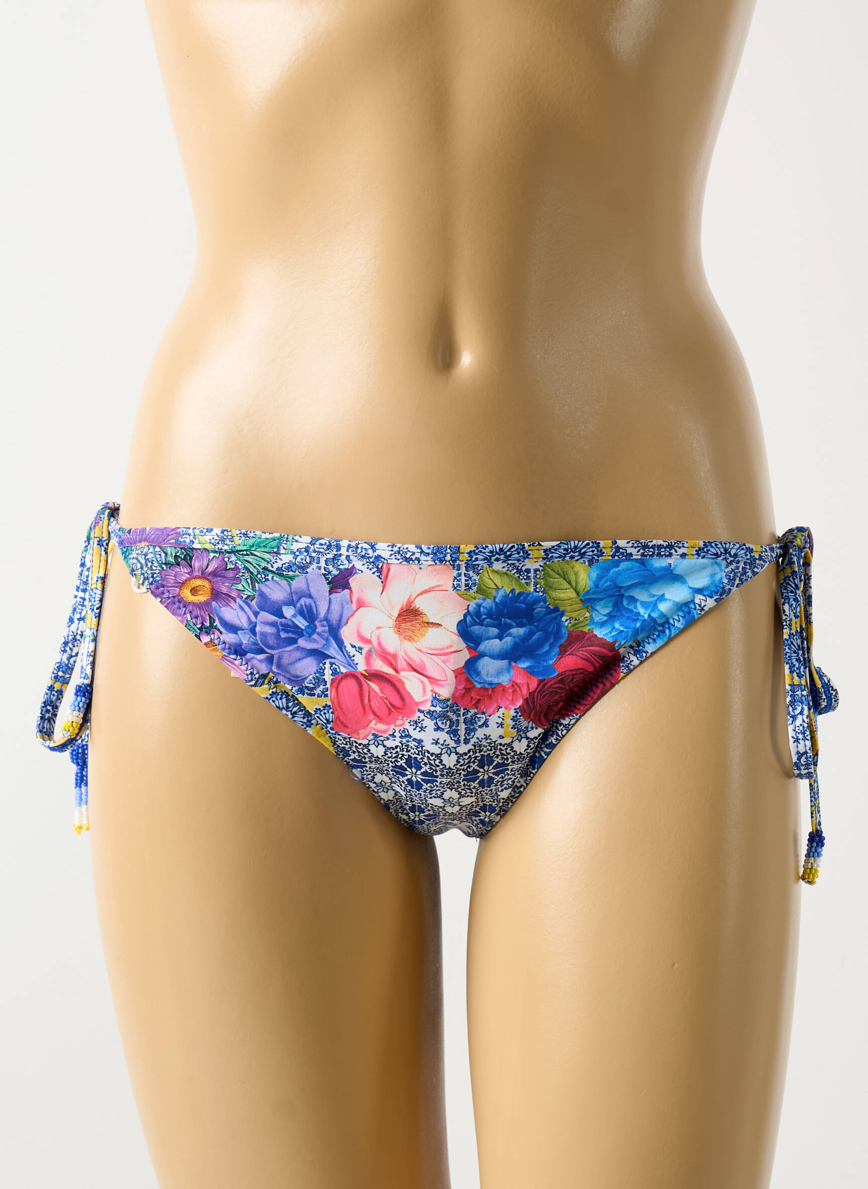 Maudymosi kelnaitės gėlių raštas bikini mėlyna MILONGA moteris
