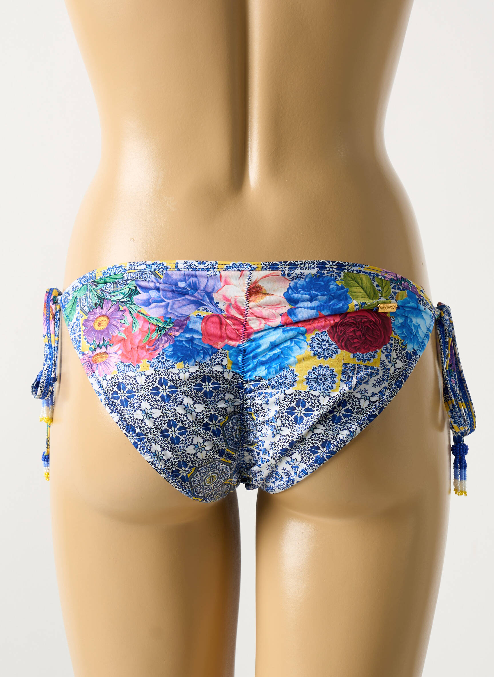 Maudymosi kelnaitės gėlių raštas bikini mėlyna MILONGA moteris