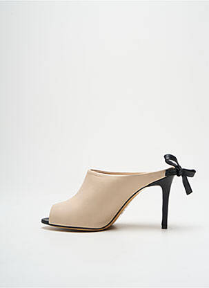 Mule/sabotai satino audinys kulnas nuo 7 iki 9 cm bežinis GIANCARLO moteris