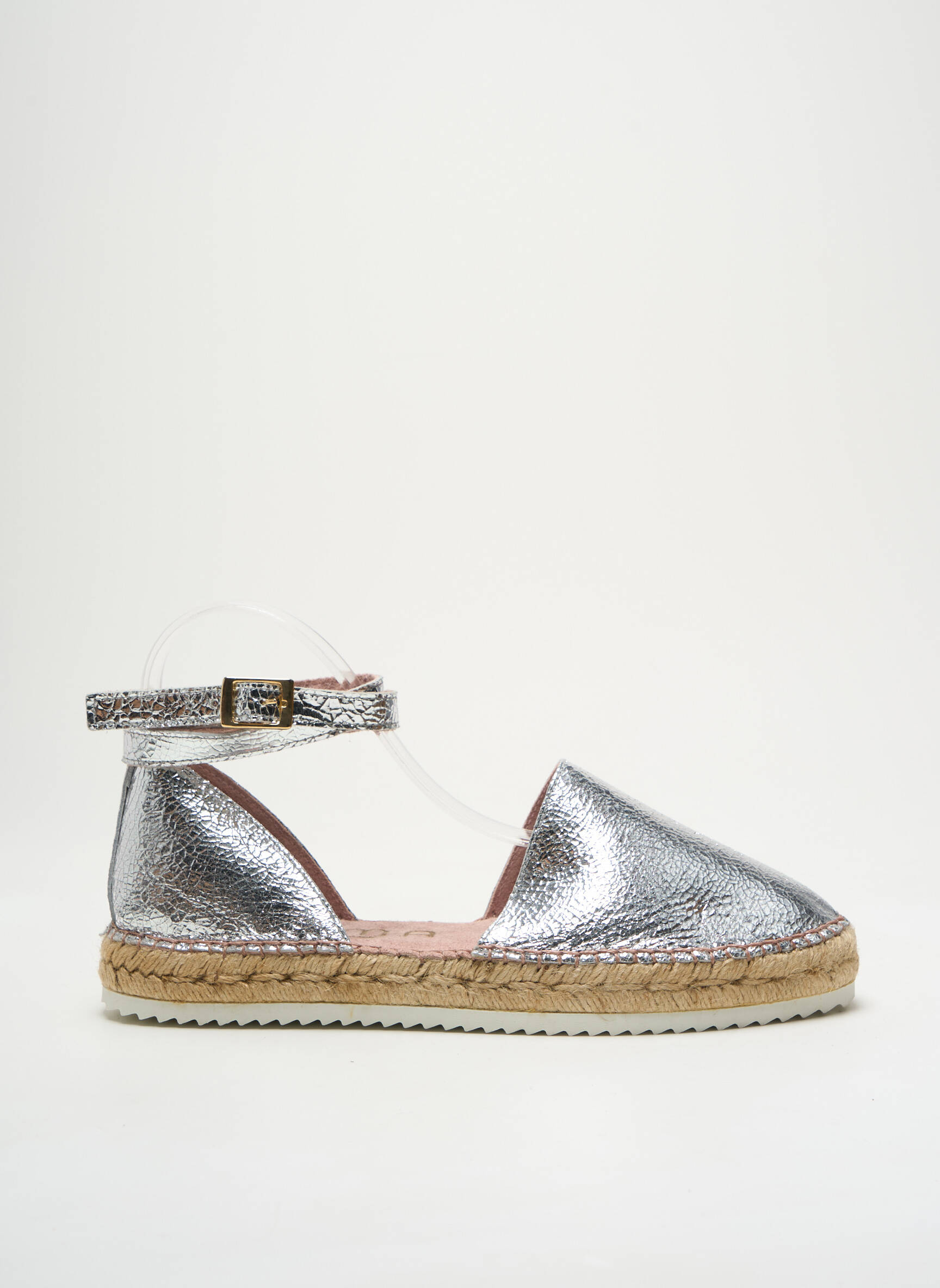 Espadrilės satino audinys plokščias kulnas iki 3 cm sidabrinė BRUMA moteris
