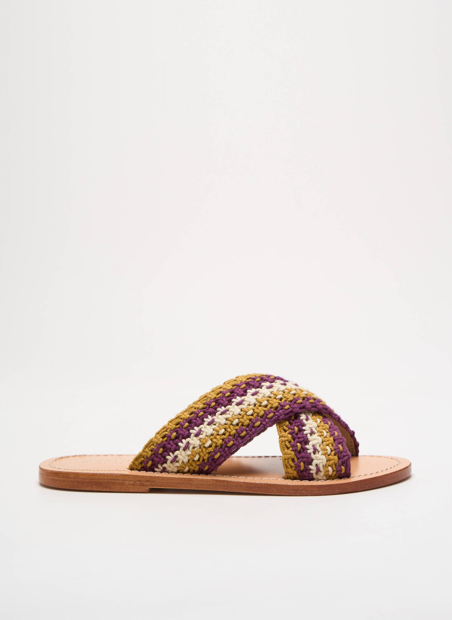 Mule/sabotai odinė išorinė padas plokščias kulnas iki 3 cm violetinis PETITE MENDIGOTE moteris