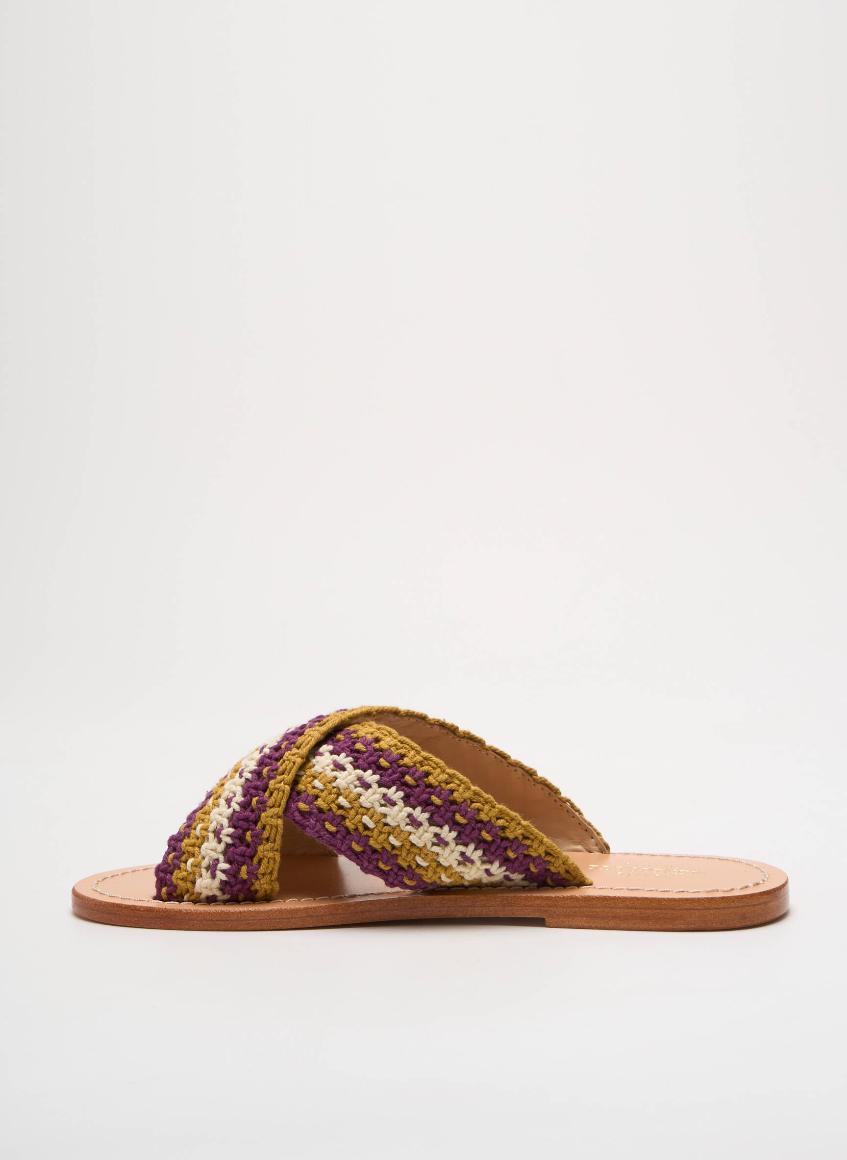 Mule/sabotai odinė išorinė padas plokščias kulnas iki 3 cm violetinis PETITE MENDIGOTE moteris