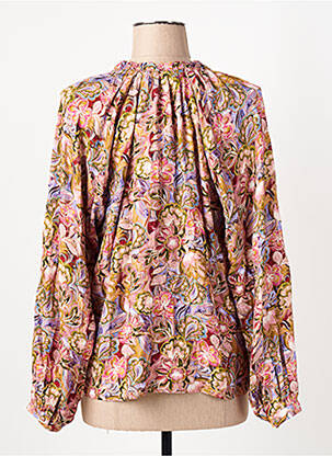 Moteriškas marškinys gėlių raštas ilgos rankovės rožinė LA PETITE ETOILE moteris