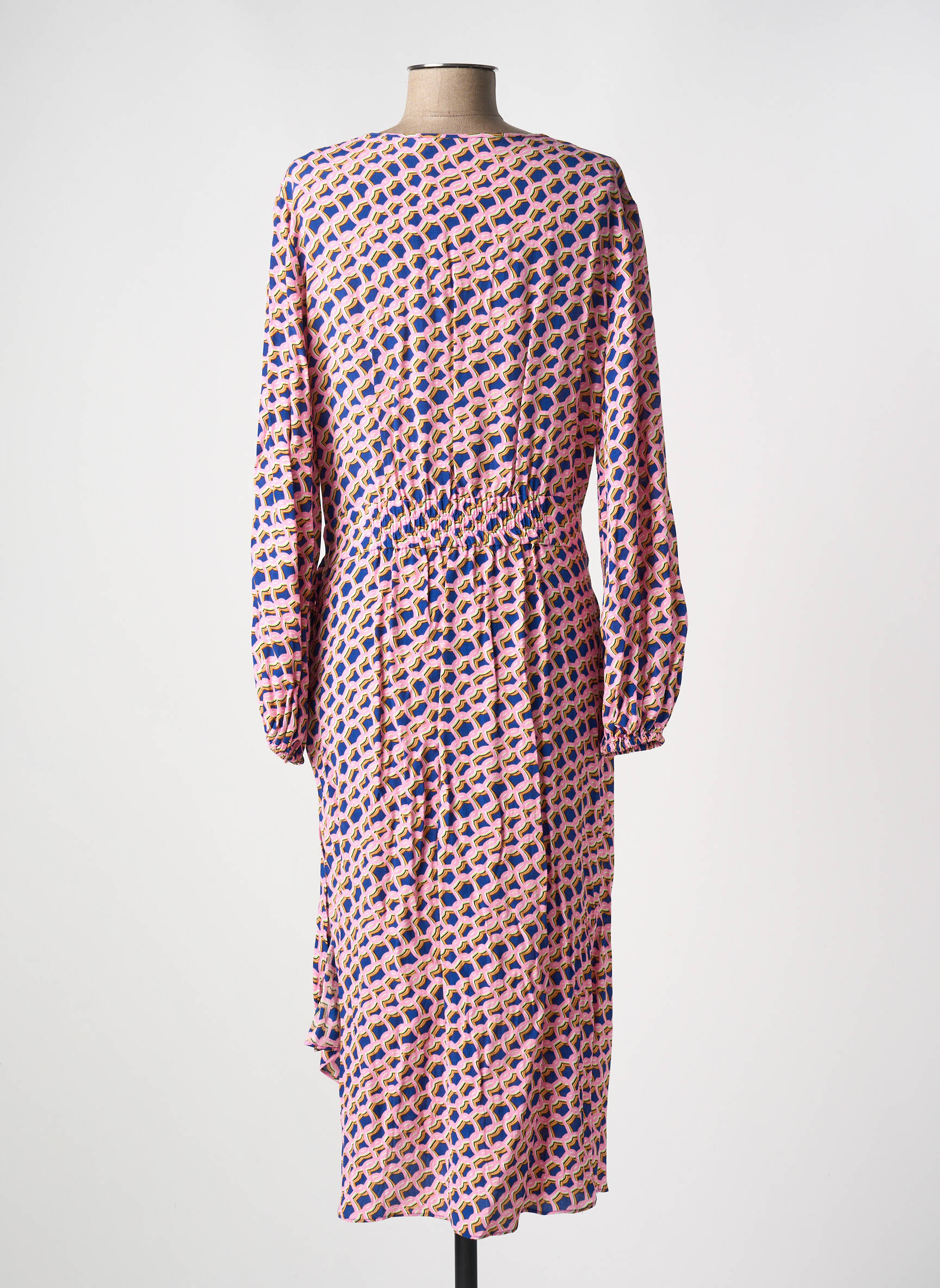 Ilga suknelė fantazijos raštas ilgos rankovės rožinė DIANE VON FURSTENBERG moteris