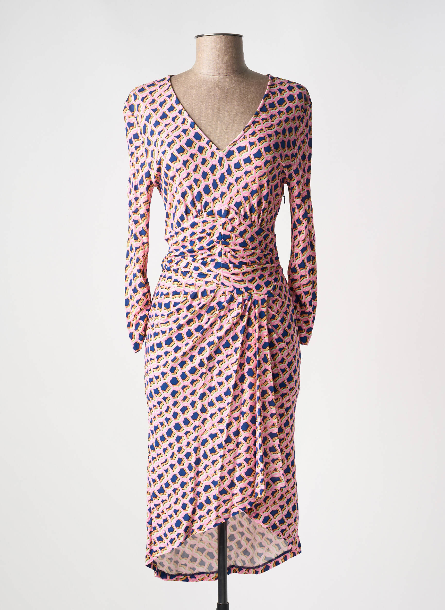 Pusilgių suknelė fantazijos raštas ilgos rankovės rožinė DIANE VON FURSTENBERG moteris