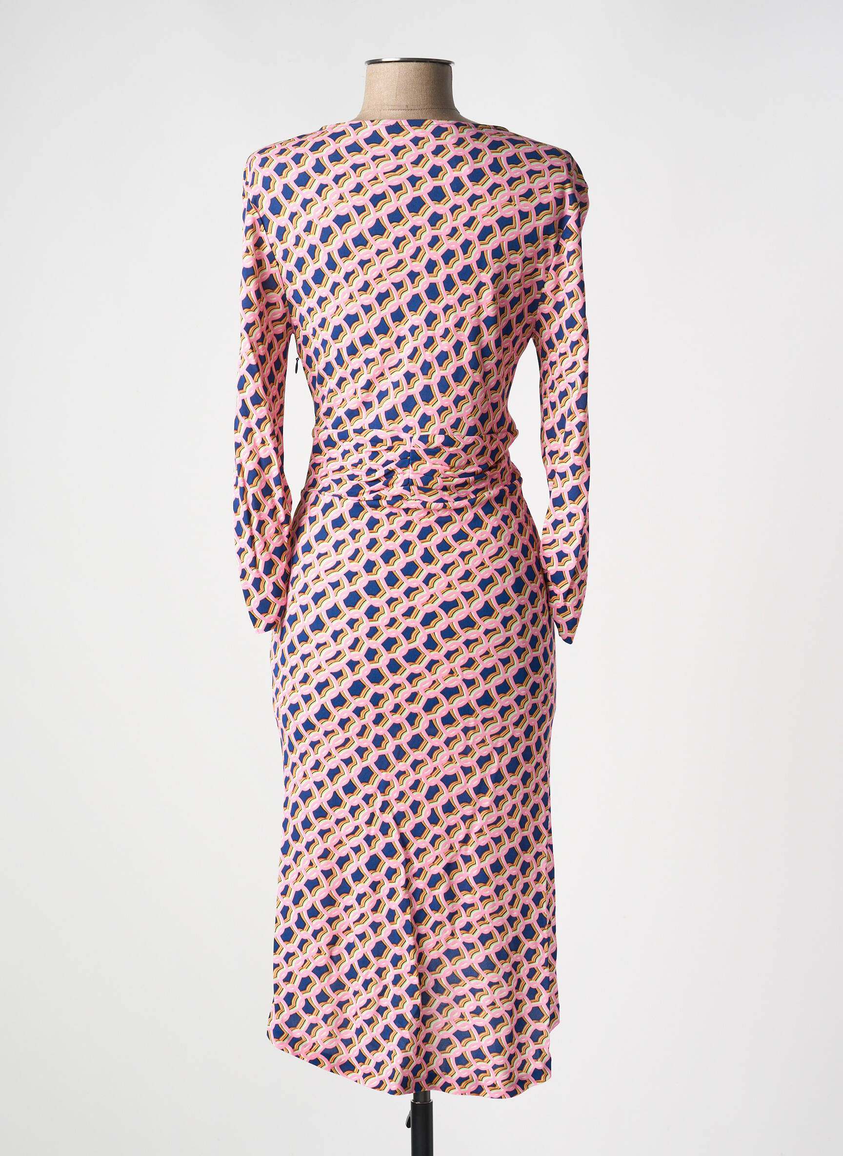 Pusilgių suknelė fantazijos raštas ilgos rankovės rožinė DIANE VON FURSTENBERG moteris