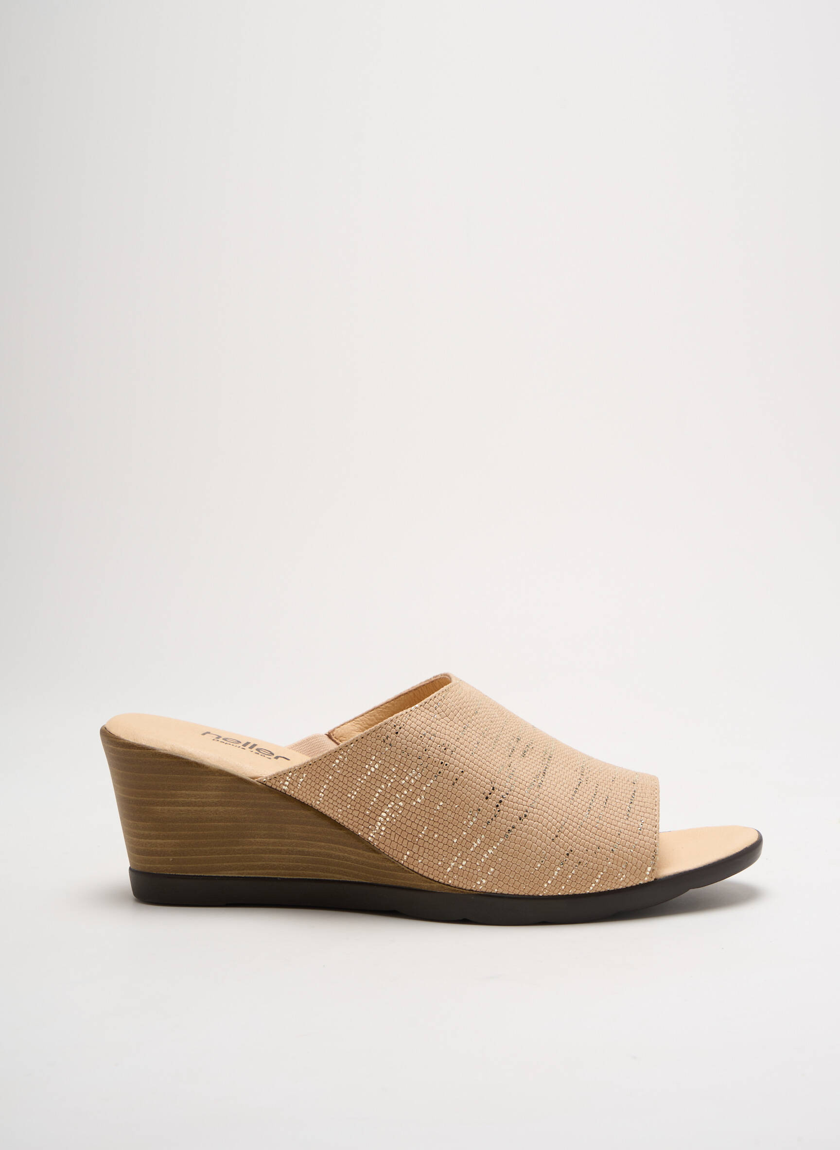 Mule/sabotai satino audinys kulnas nuo 4 iki 6 cm bežinis HELLER moteris