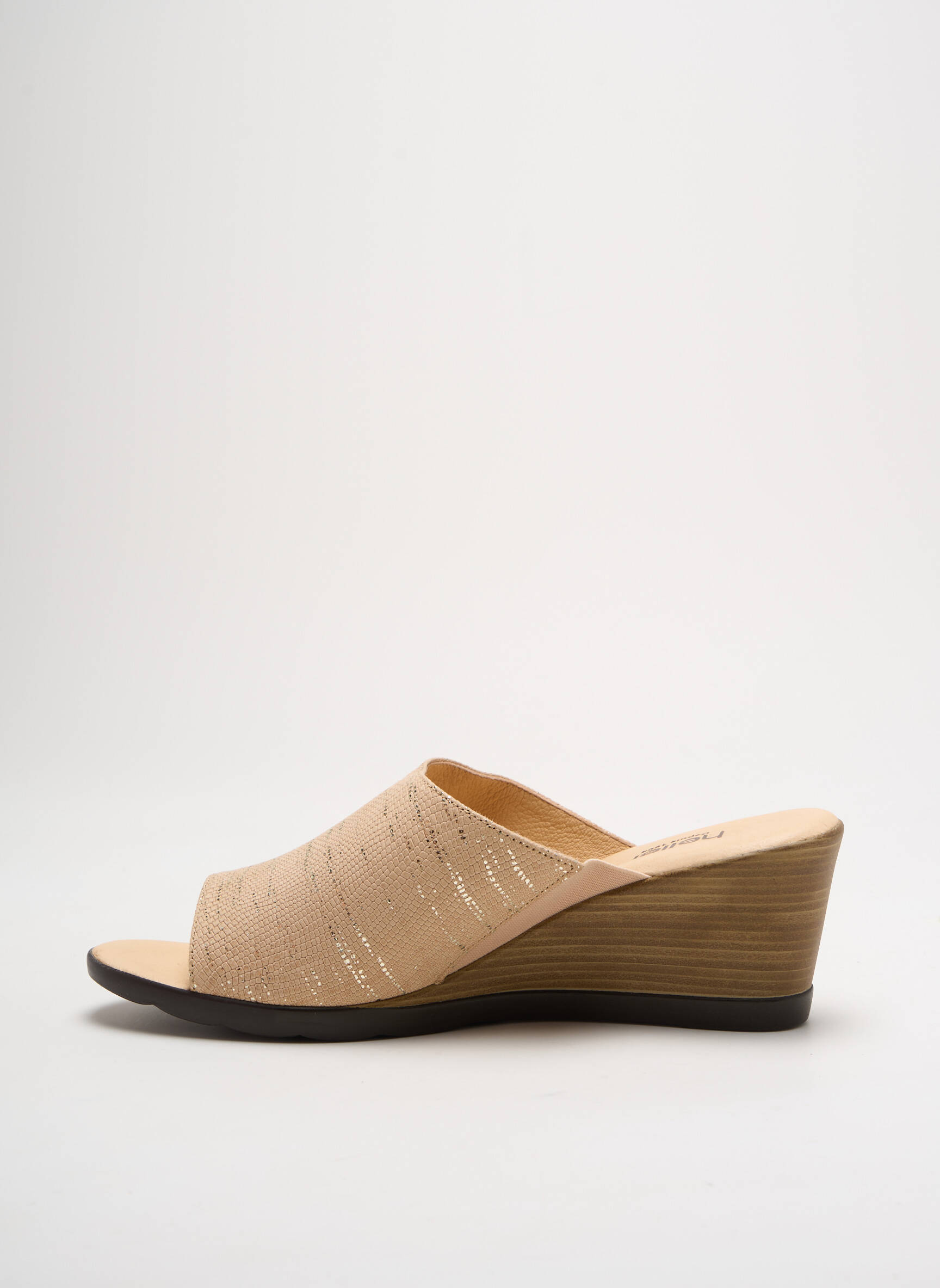 Mule/sabotai satino audinys kulnas nuo 4 iki 6 cm bežinis HELLER moteris