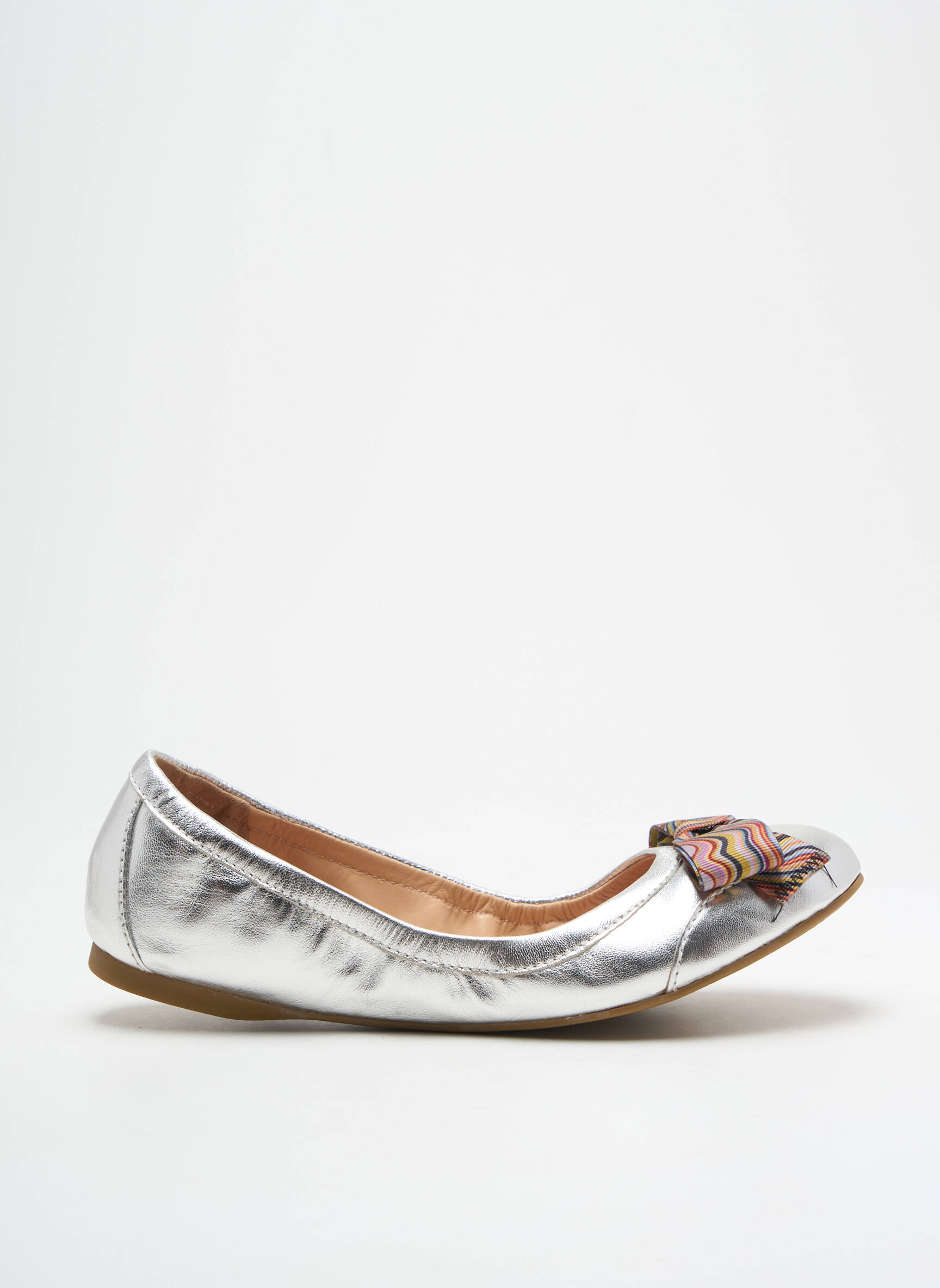 Balerinos lygus audinys plokščias kulnas iki 3 cm sidabrinė PAUL SMITH moteris