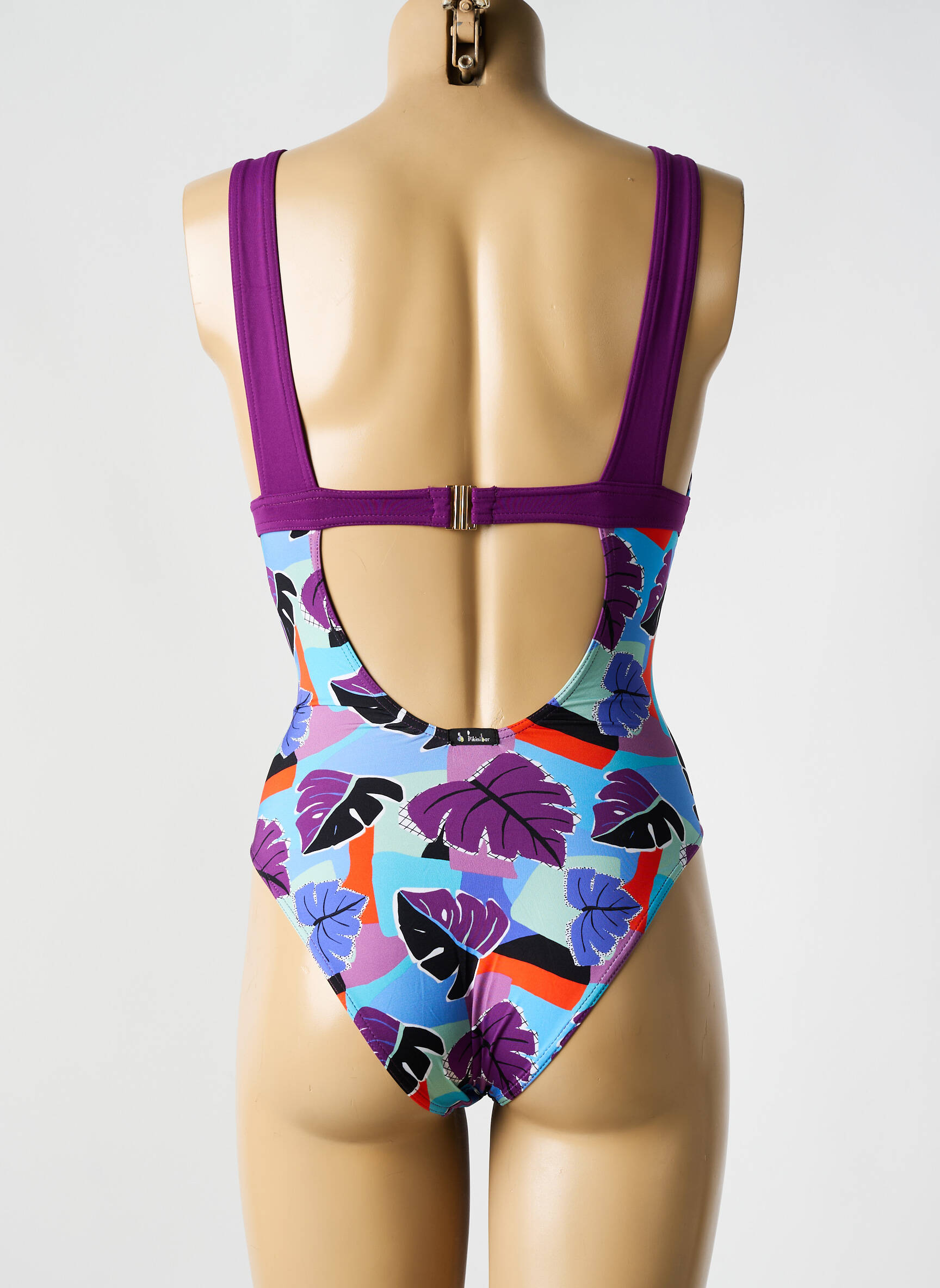 Vienos dalies maudymosi kostiumas fantazijos raštas liemenėlė su išimamu putų paminkštinimu violetinis BIKINI BAR moteris